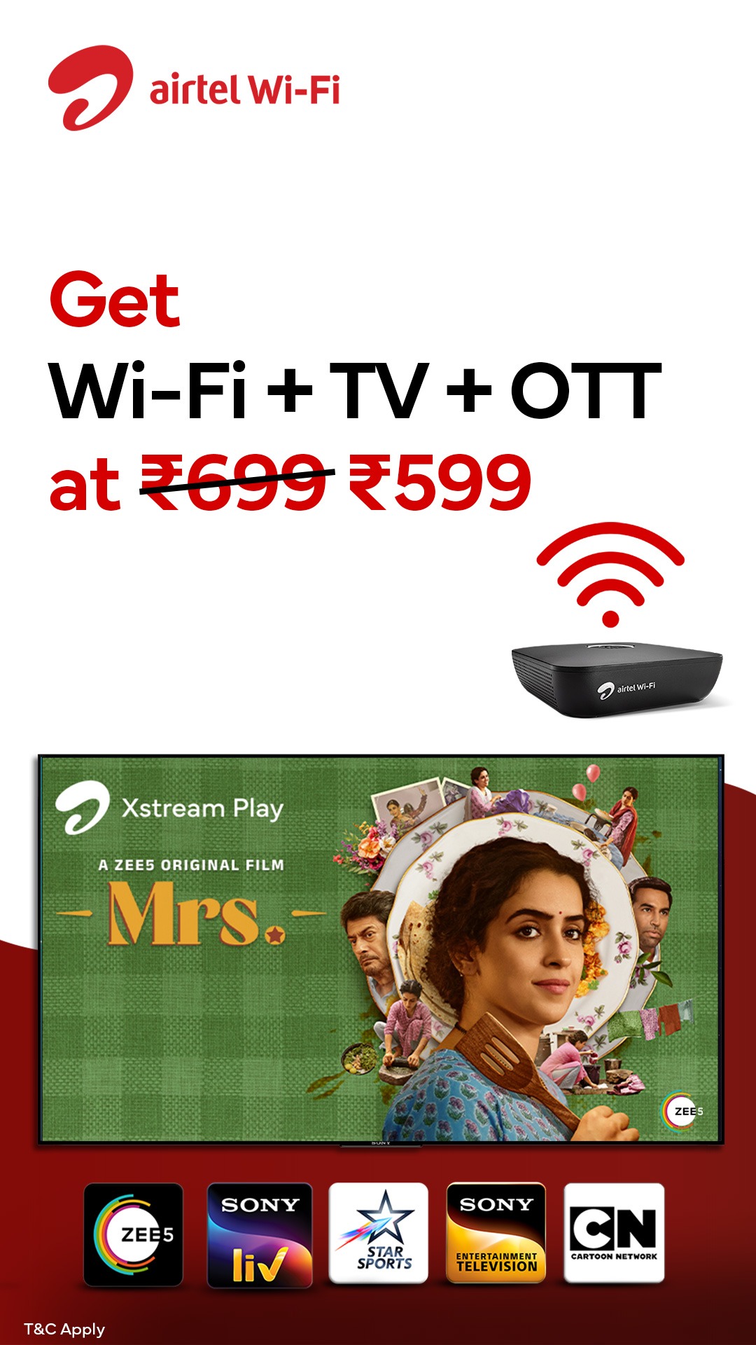 Airtel Xstream Fiber Facebook ad