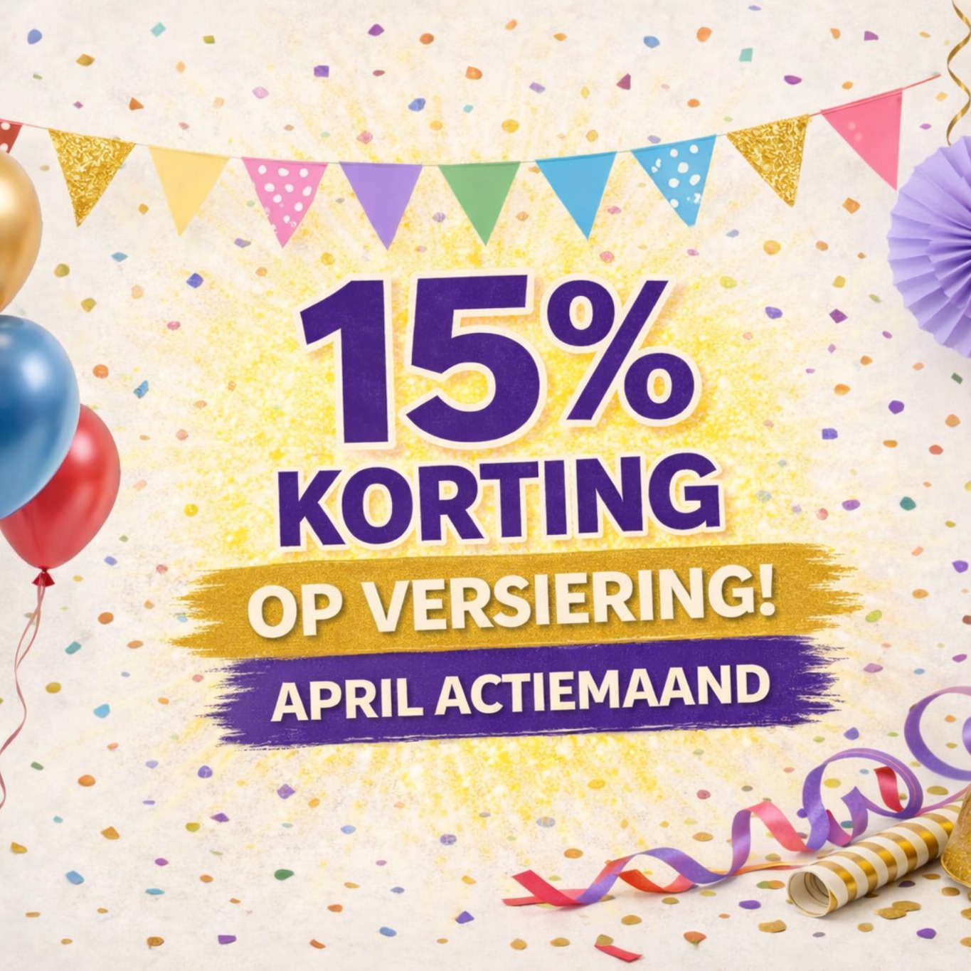 Feestshop Vekemans Facebook ad: 𝗔𝗽𝗿𝗶𝗹 = 𝗔𝗖𝗧𝗜𝗘𝗠𝗔𝗔𝗡𝗗!