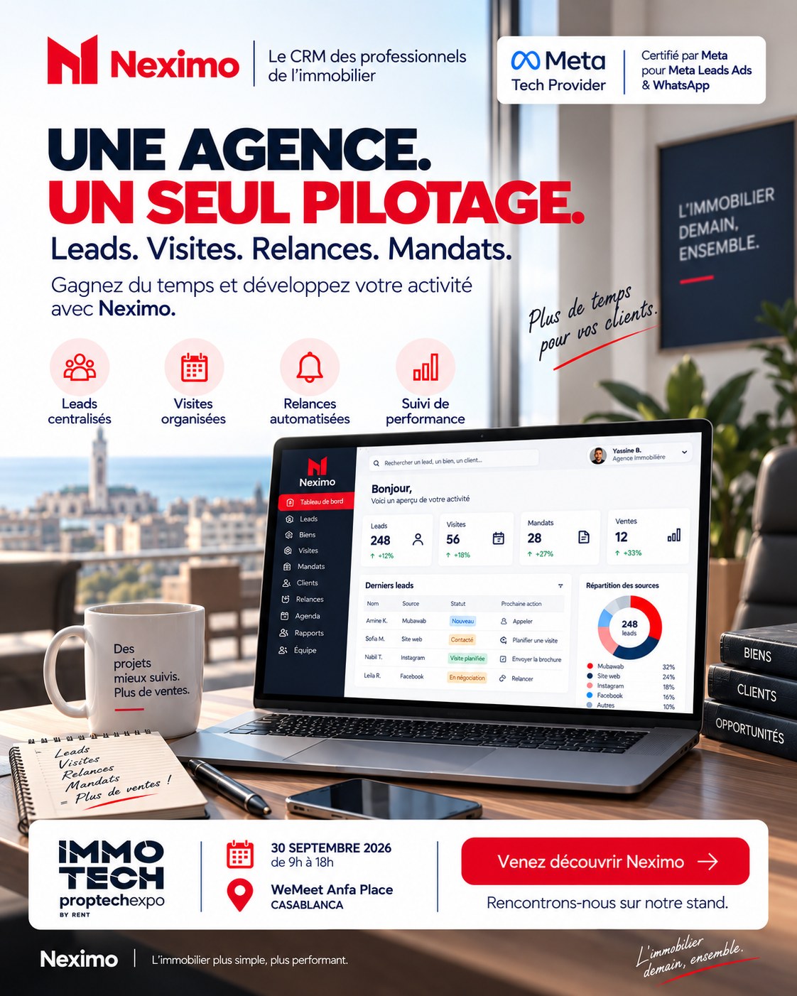 Neximo - Immobilier Maroc Facebook ad: Invitation gratuite ImmoTech 2026