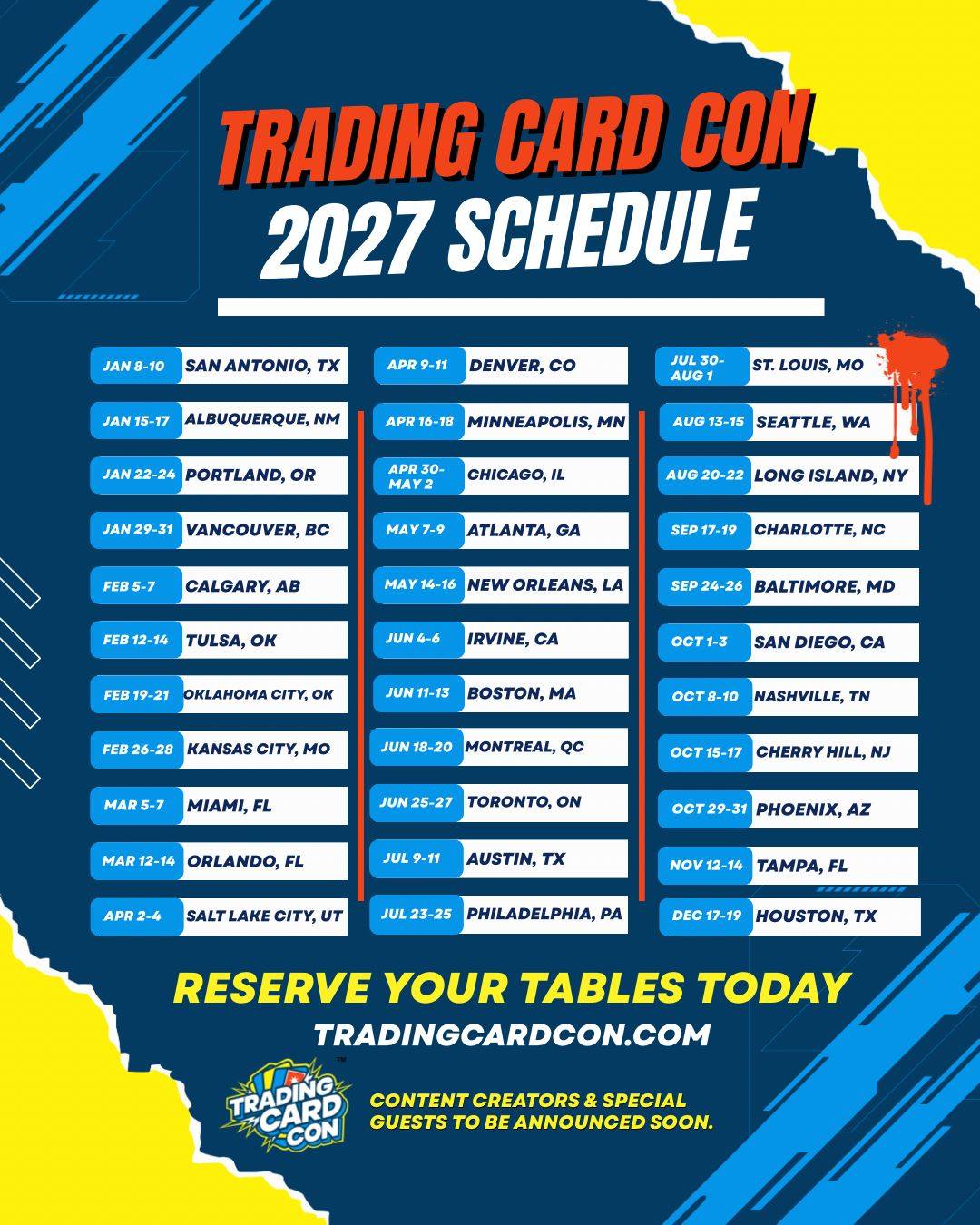 Cards And More Tour Facebook ad: VENDOR SPECIAL! TCC 2027 SCHEDULE IS LIVE!