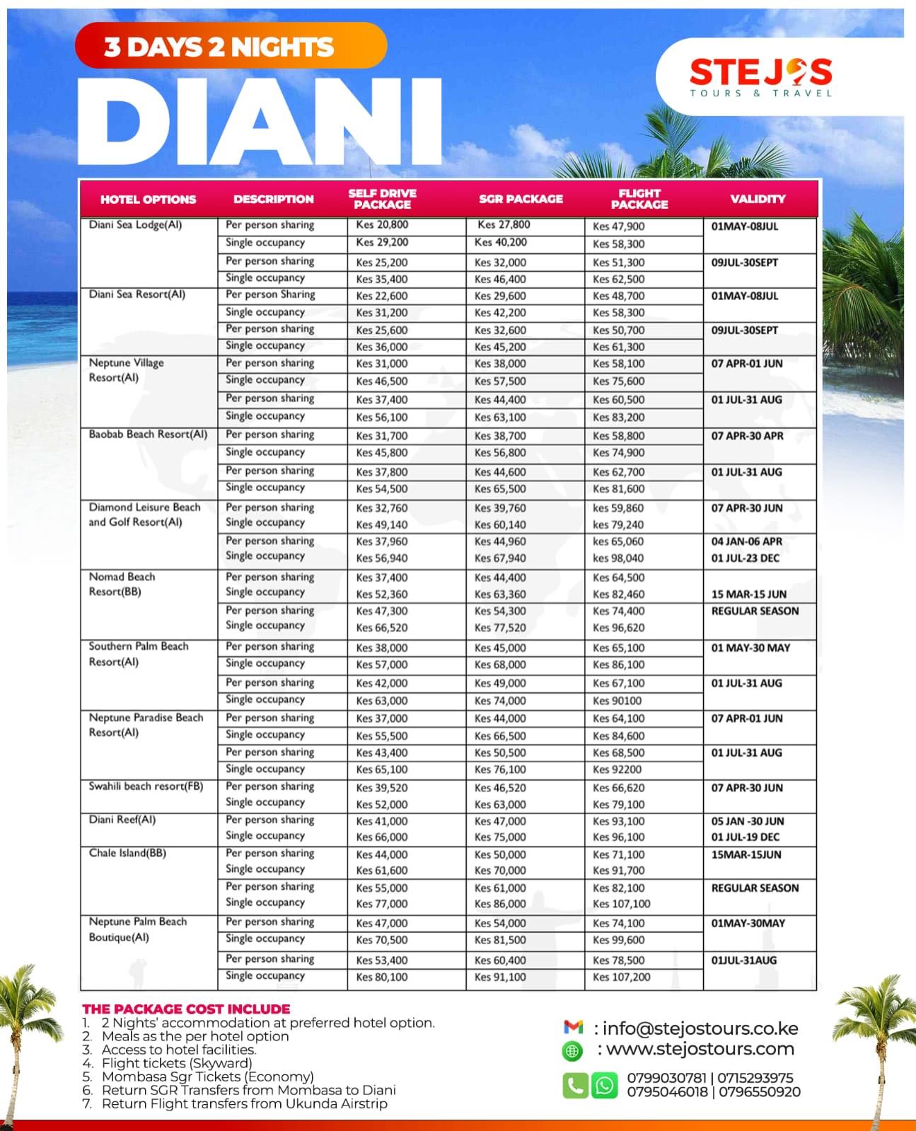 Stejos Tours and Travel Facebook ad: 3 Days, 2 Nights Coastal Getaway Packages, 2026…