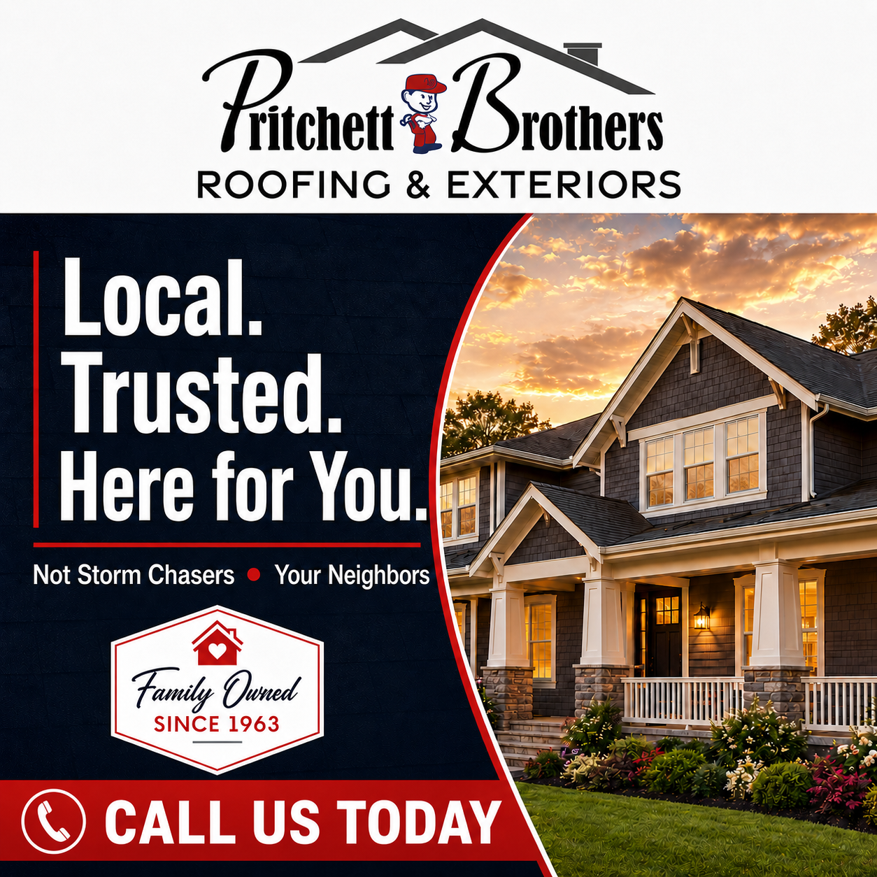 Pritchett Brothers Roofing & Exteriors Facebook ad