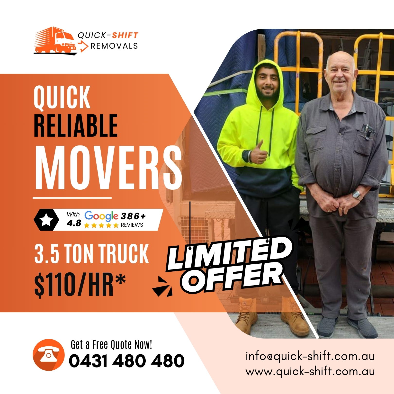 Quick-Shift Removals Melbourne Facebook ad: Chat on Messenger