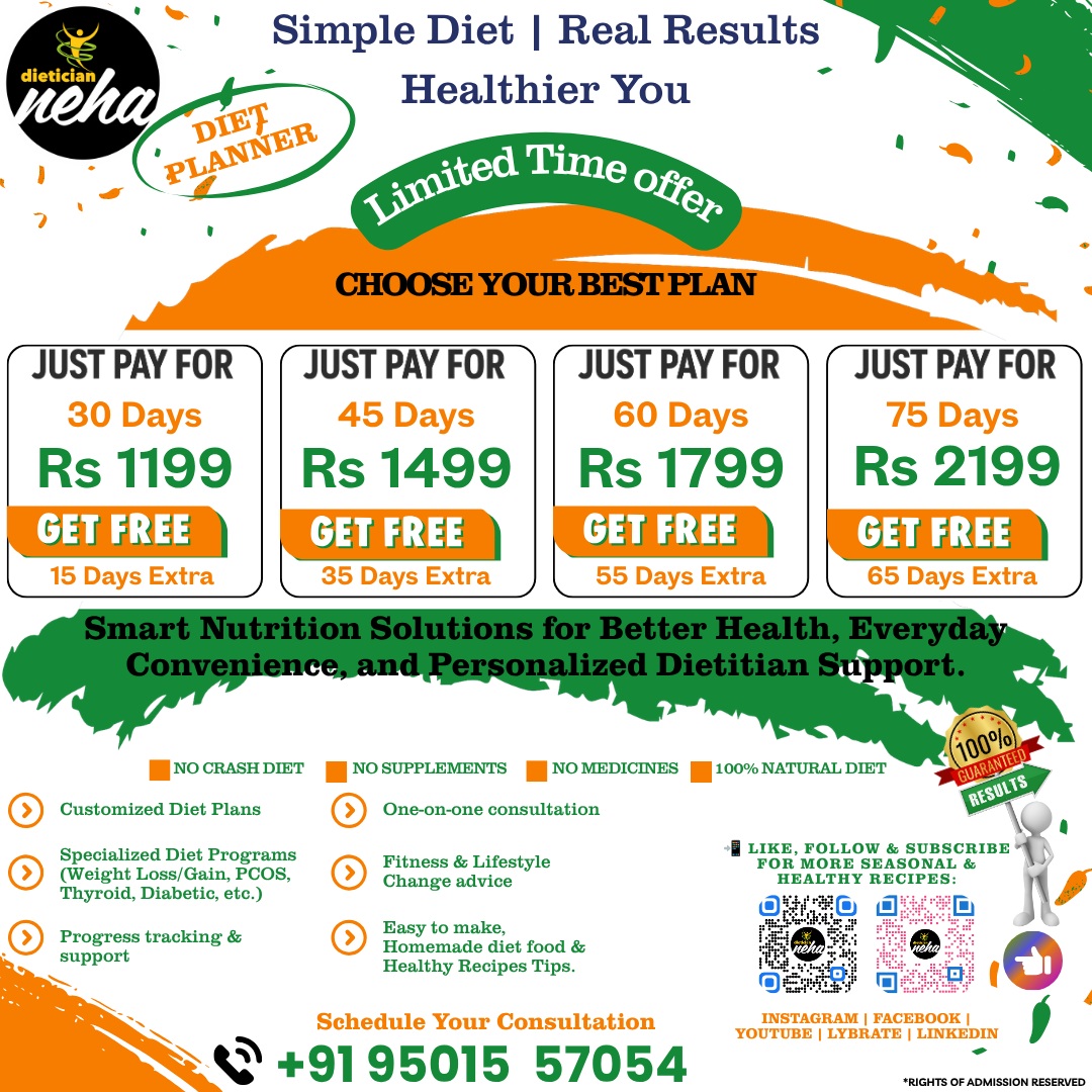 Dietician & Nutritionist - Neha Bhatia Facebook ad: • Simple Diet • Real Results • Healthier…