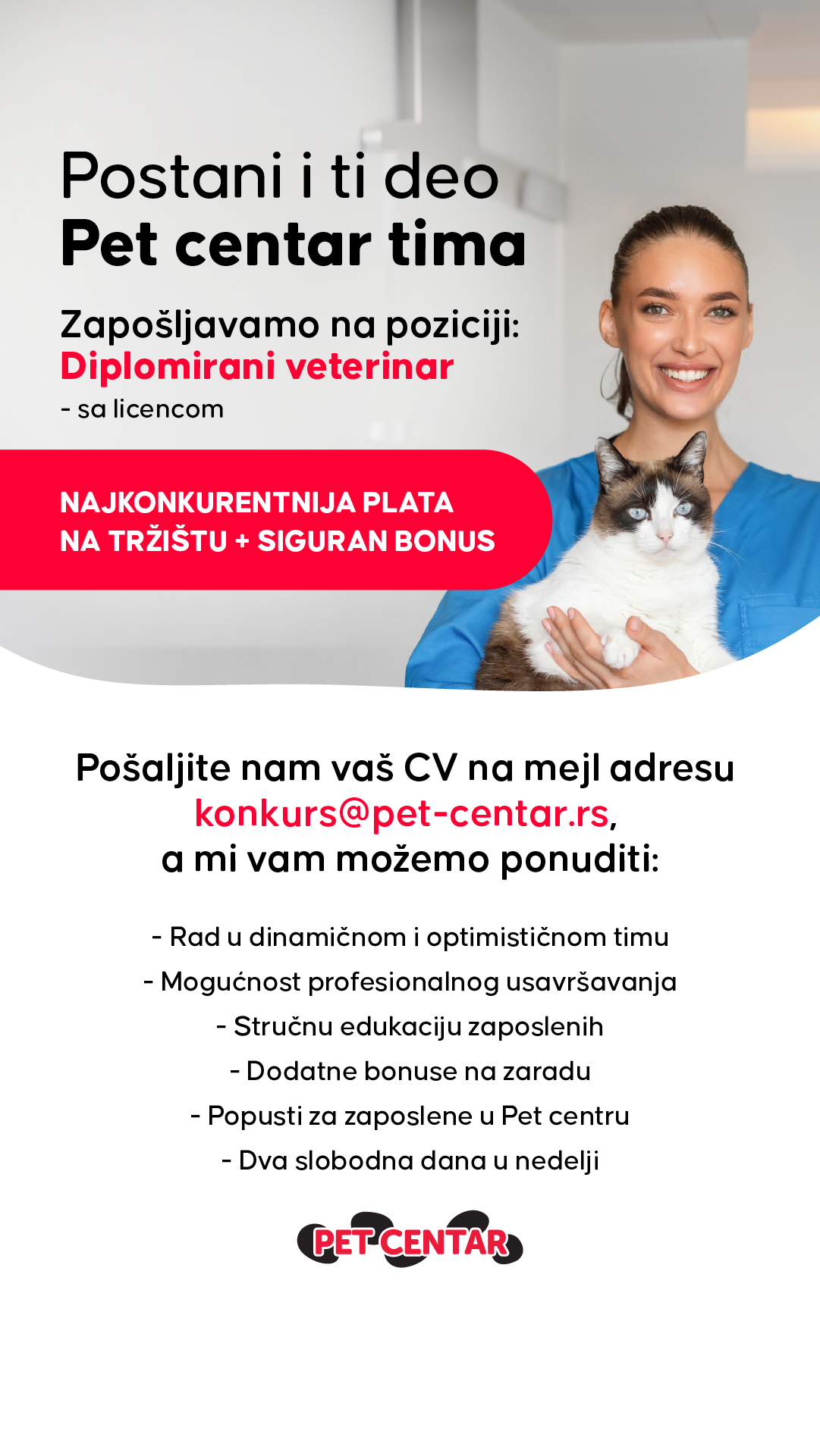 PET CENTAR Srbija Facebook ad: Tražimo veterinara!