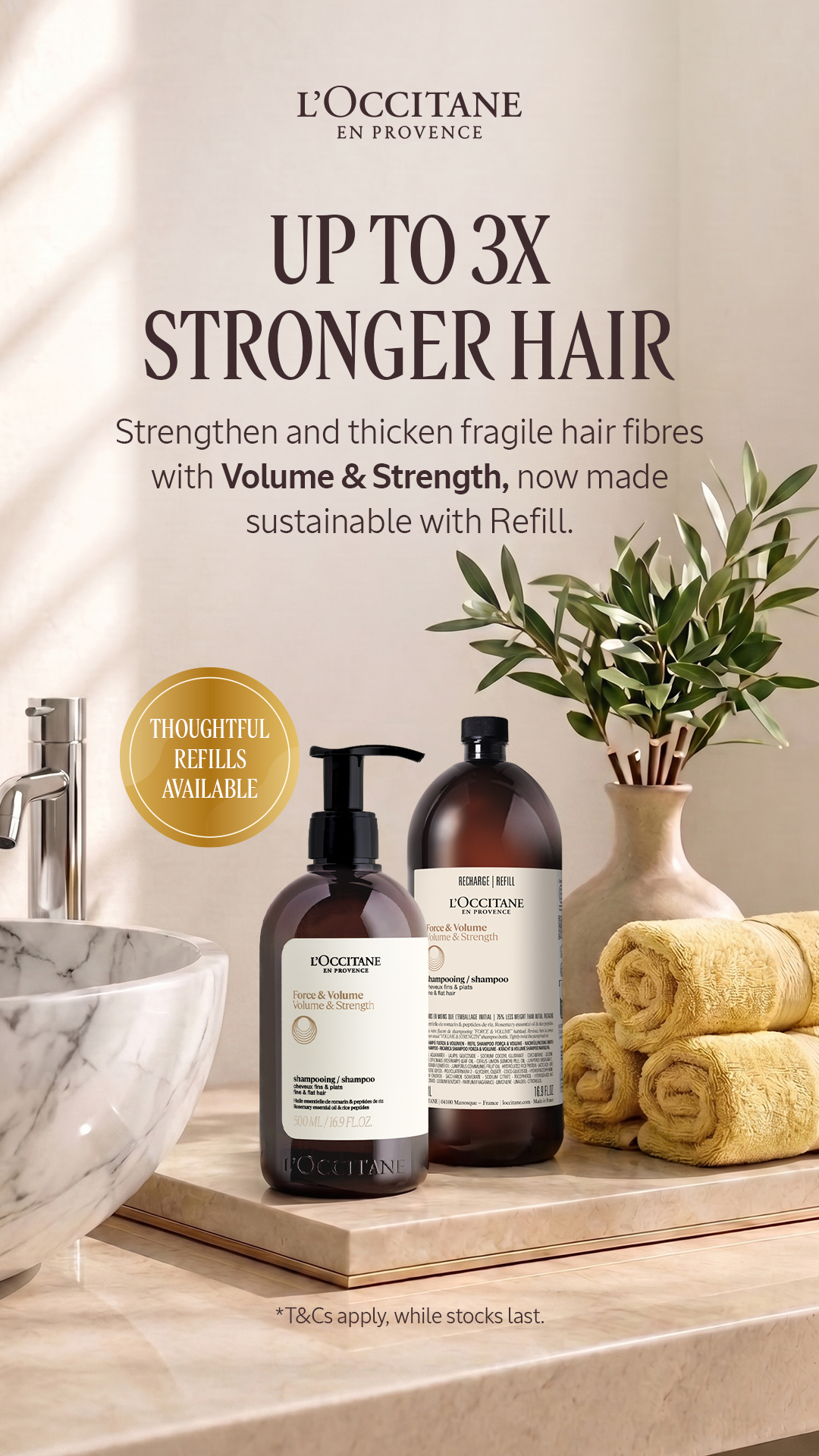 L'OCCITANE en Provence Facebook ad: Volume & Strength