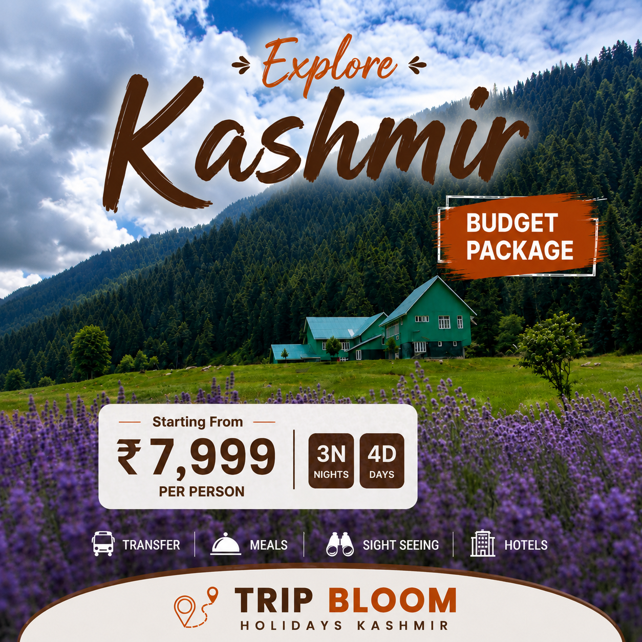 Trip Bloom Holidays Kashmir Facebook ad: Kashmir is calling!