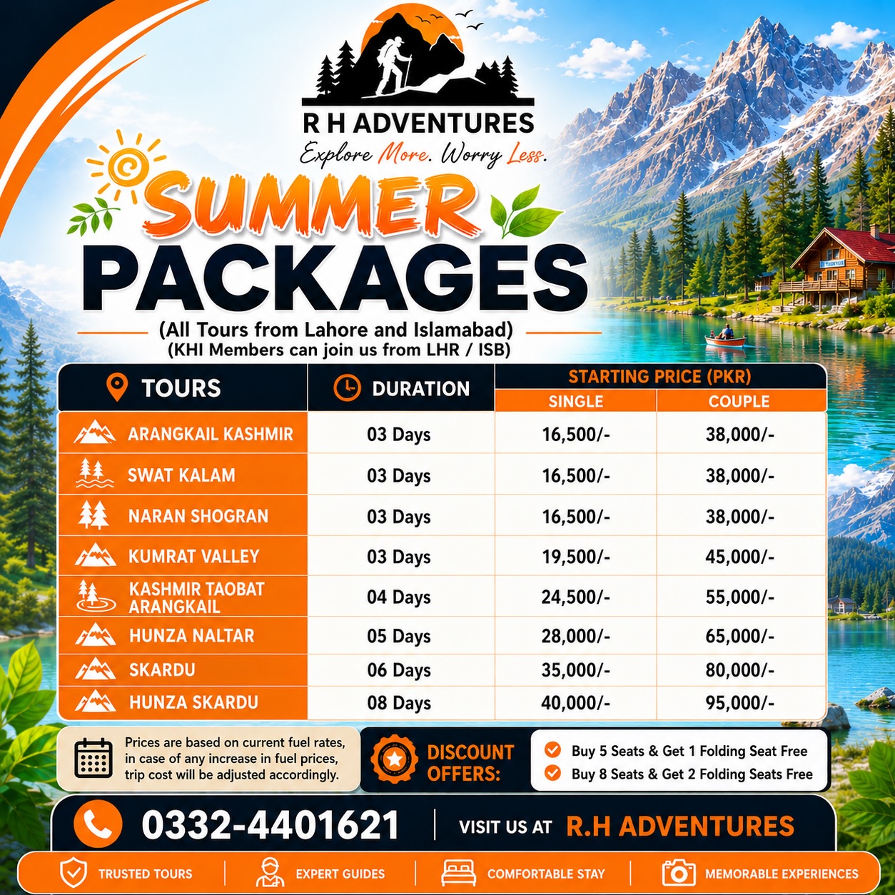 R H Adventures Facebook ad: Adventure is calling, and the mountains are waiting!
