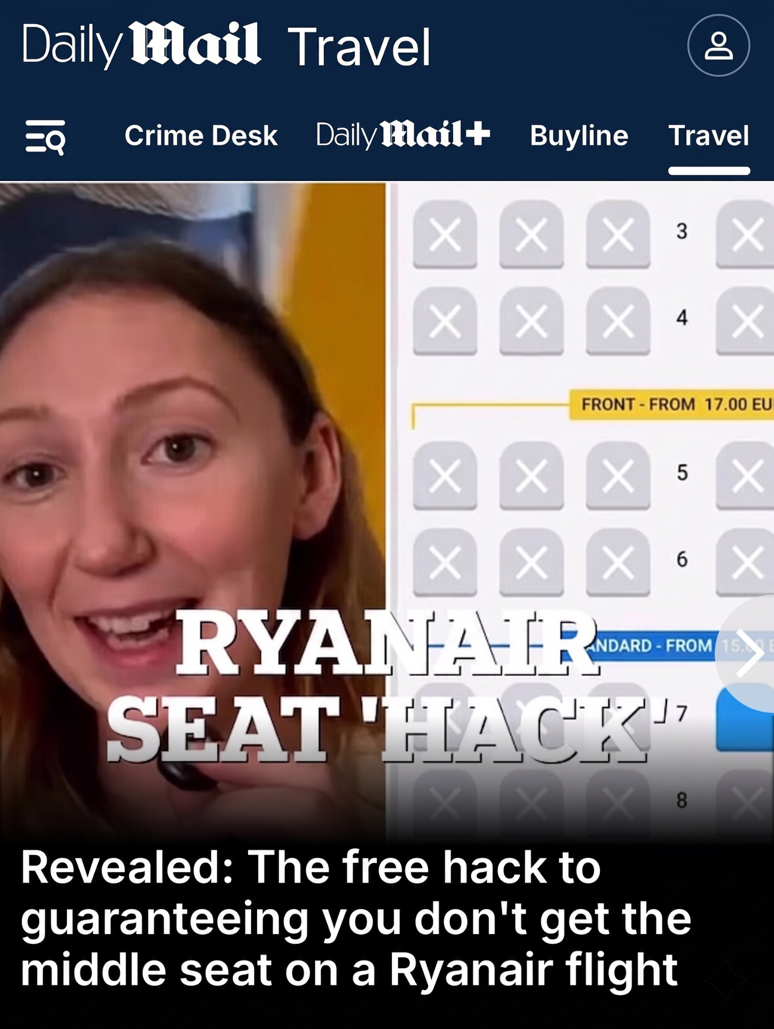 Jack's Flight Club Facebook ad: Ever been stuck in the dreaded middle seat…