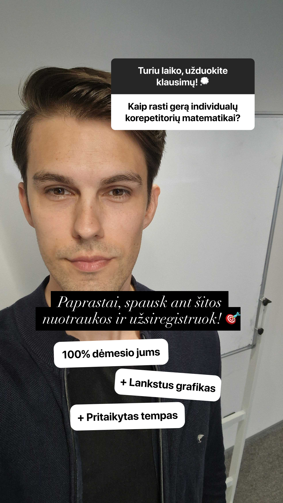 Matematikos korepetitorius Arnas Facebook ad: Išankstinė registracija