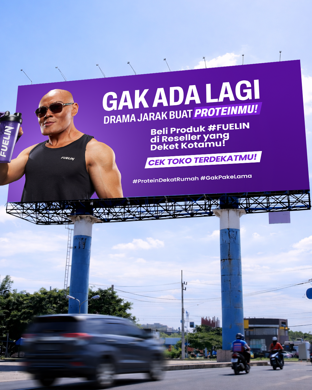 Fuelin Sport Facebook ad: GAK ADA LAGI DRAMA JARAK BUAT PROTEINMU!