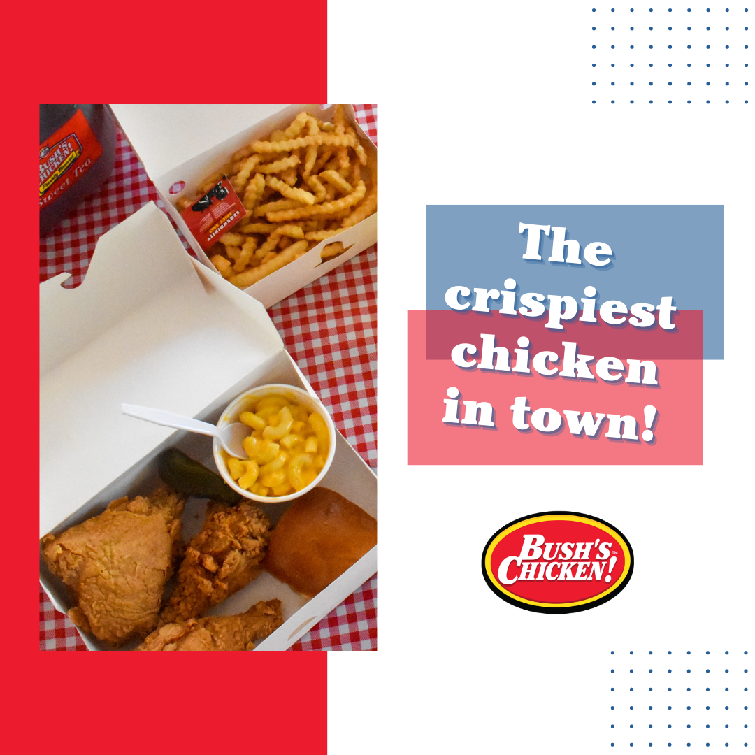 Bush's Chicken - Eagle Pass Facebook ad: Bush’s Chicken! Like our page to stay current…