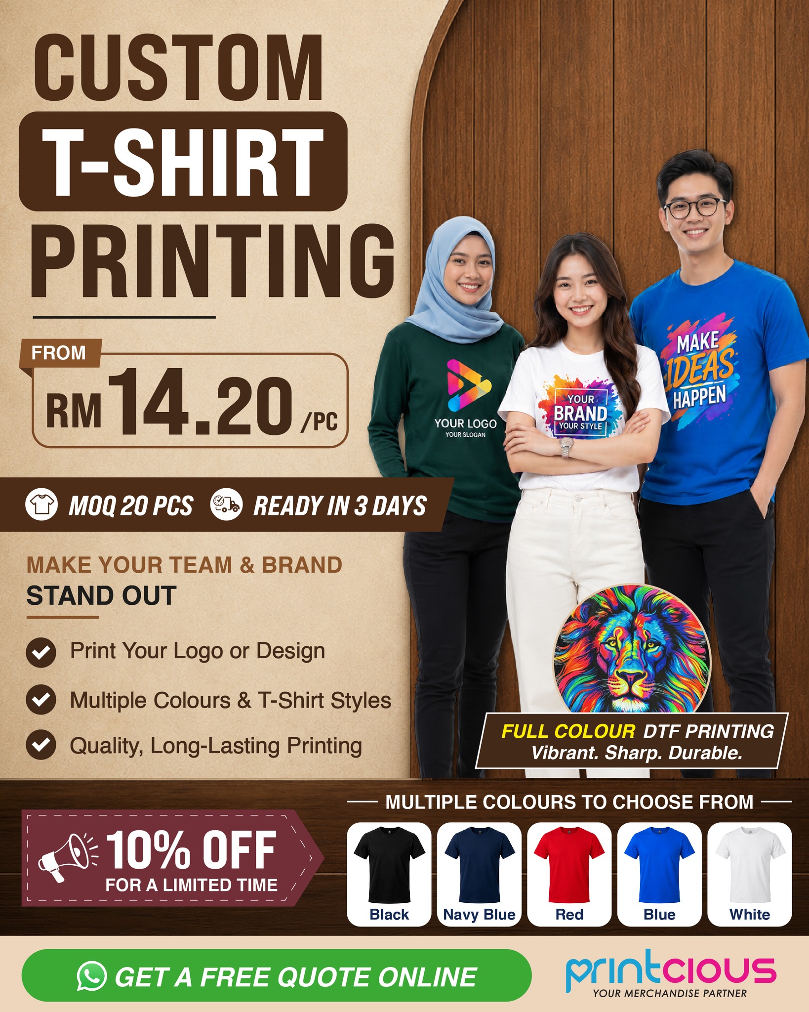 Printcious Gifts Facebook ad: Get your FREE quotation online