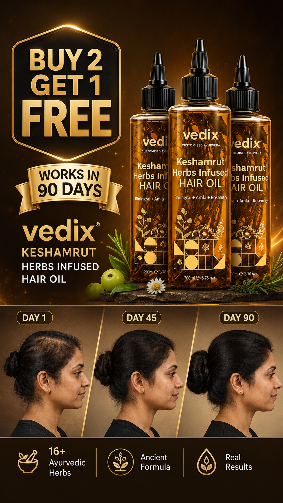 Vedix Ayurveda Facebook ad: Vedix Keshamrut @ 45% Off Today