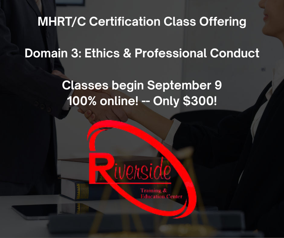 Riverside Training & Education Center Facebook ad: Get MHRT/C Certified!