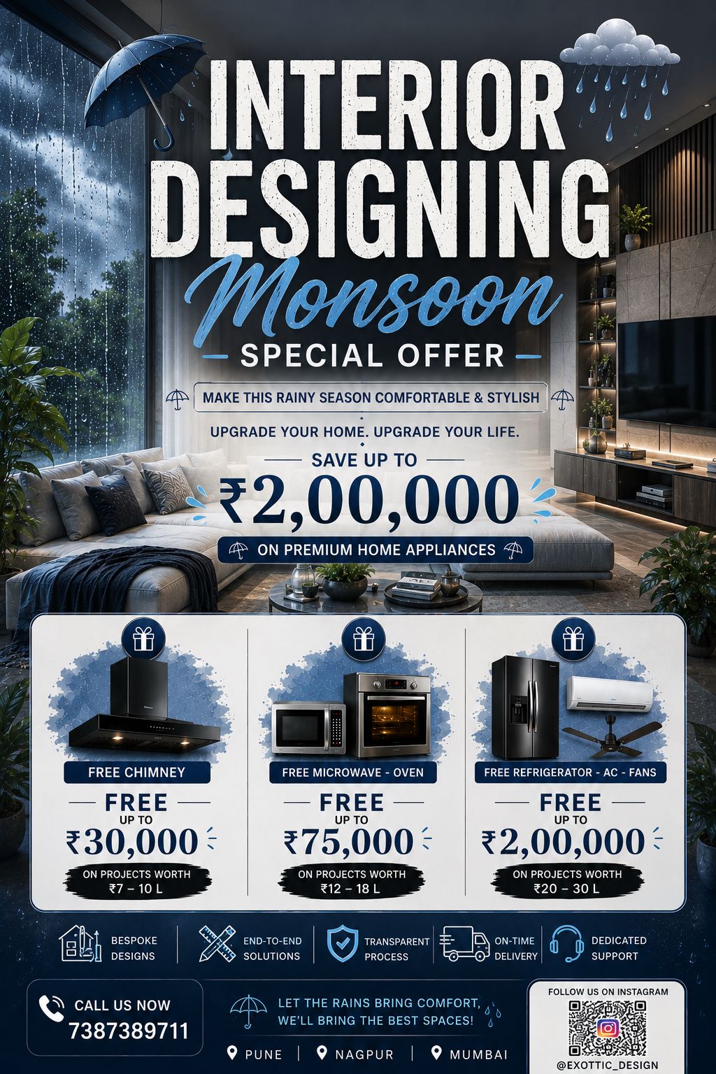 Exottic Designs Facebook ad: Limited Period Monsoon Interior Offer