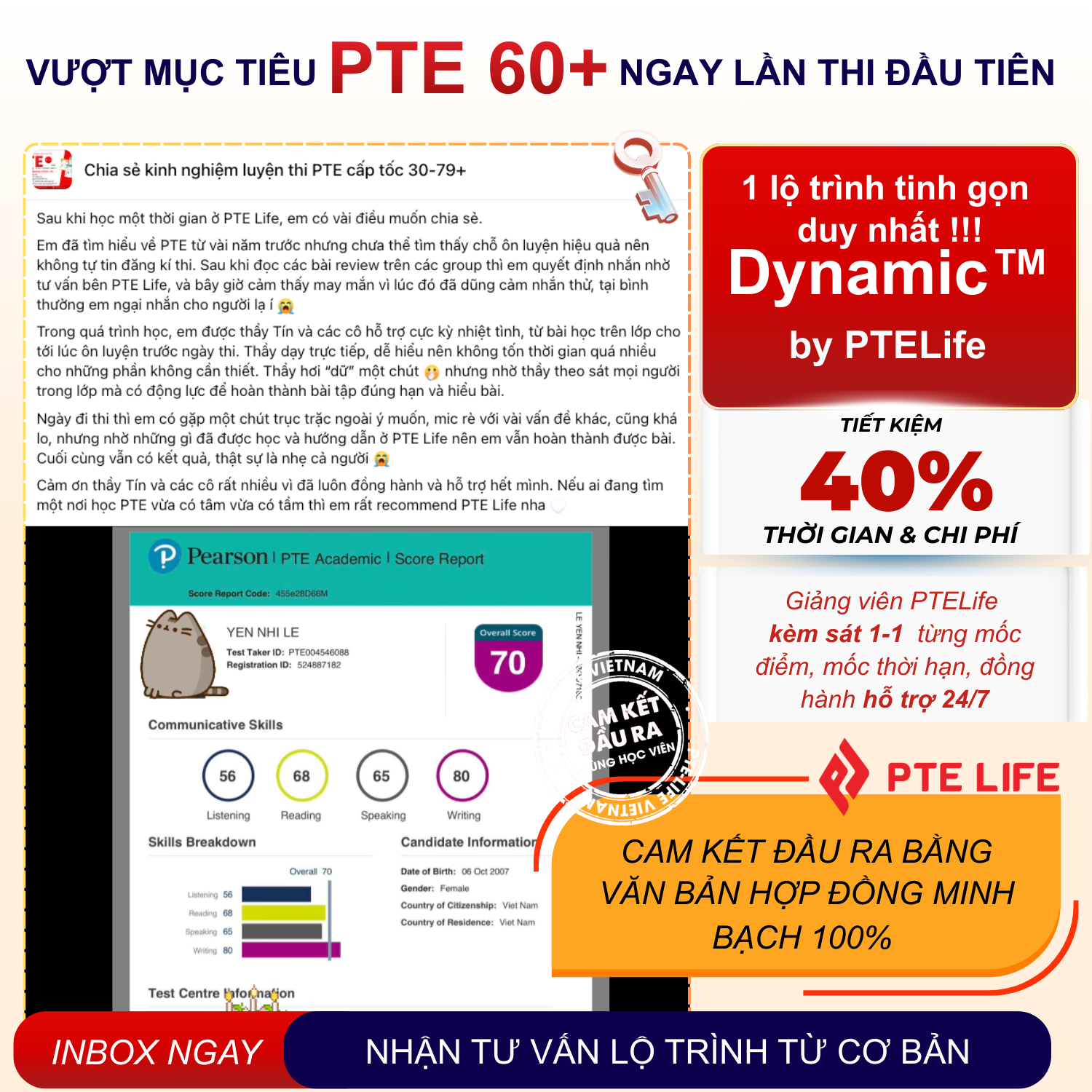 PTE Life - Luyện thi chứng chỉ PTE Du Học Định Cư Facebook ad