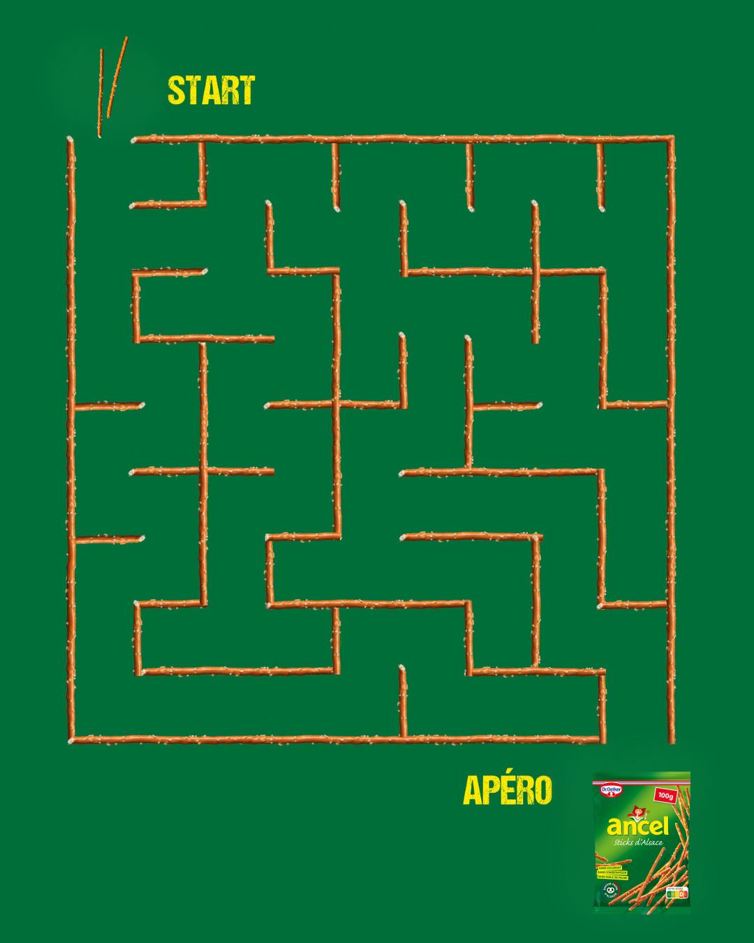 Dr. Oetker France Facebook ad: Le labyrinthe de l'apéro est ouvert!