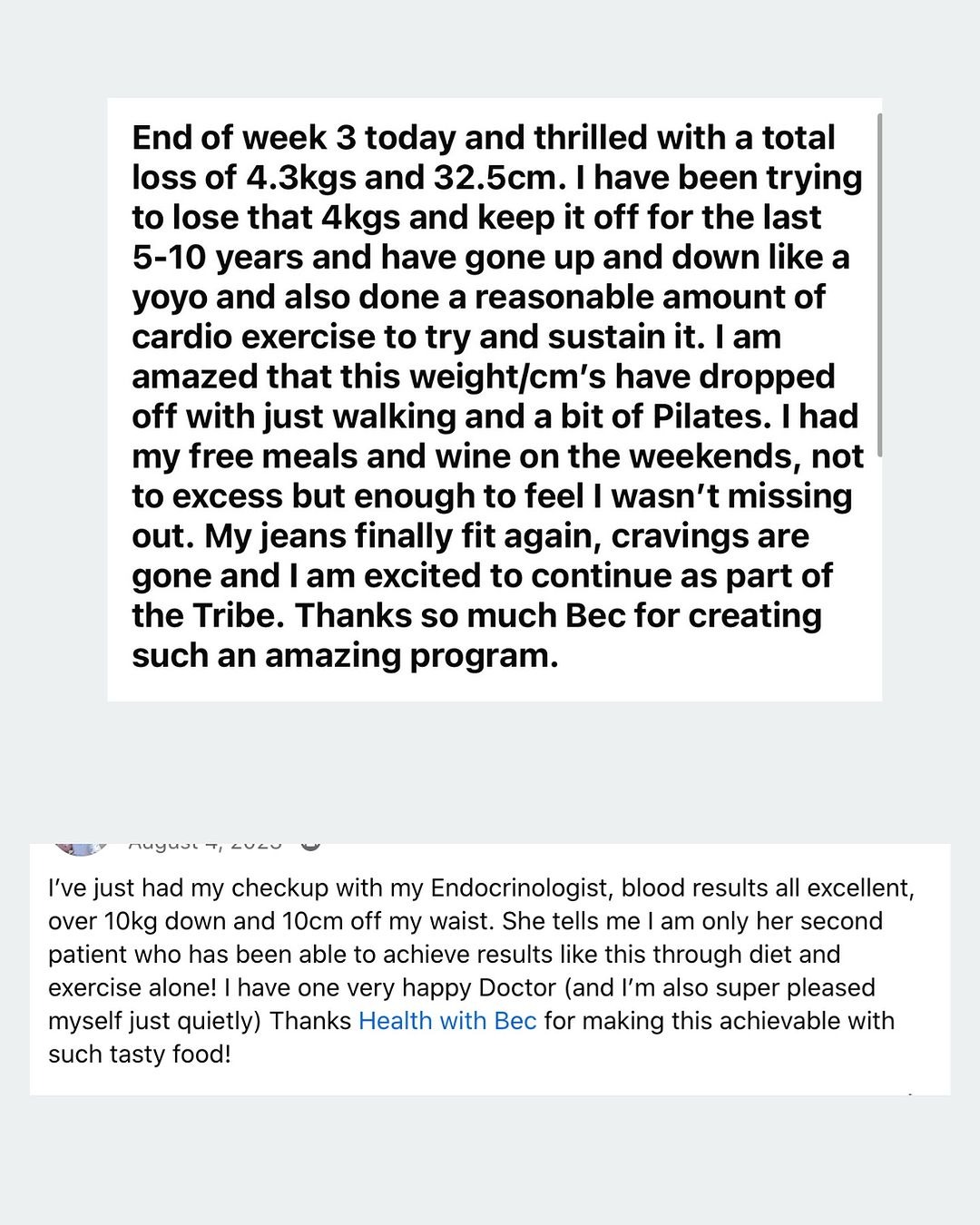 Health With Bec Facebook ad