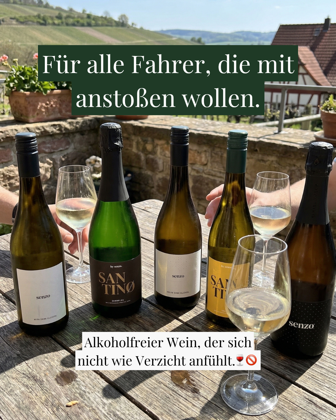 Senzo Facebook ad: SENZO, 100% Winzerhandwerk, 0,0% Alkohol
