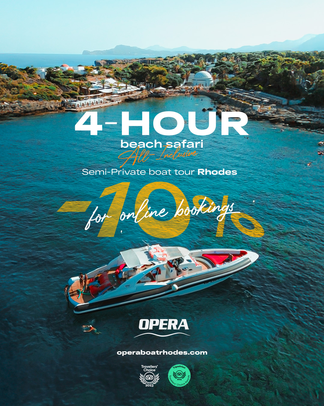 Opera Boat Rhodes - Daily Cruises Facebook ad: 4H Beach Safari Rhodes Greece
