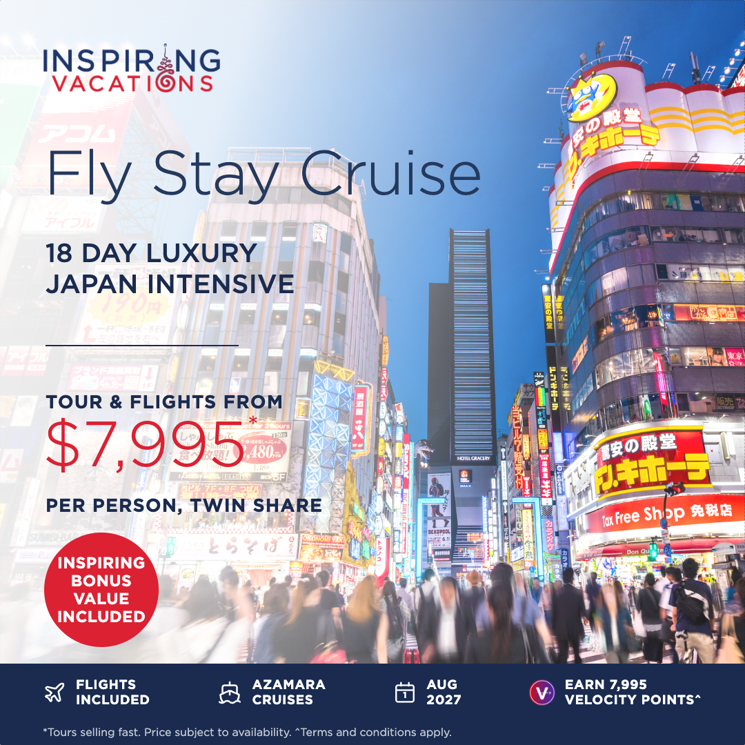 Inspiring Vacations Facebook ad: 14 nights, bonus value built in