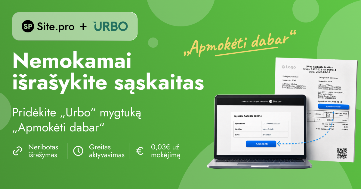 Site.pro - Apskaitos programa ir ERP Facebook ad: Nemokamai išrašykite sąskaitas ir gaukite pinigus greičiau