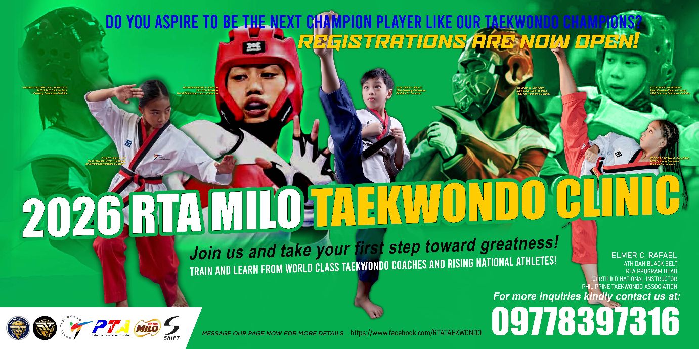 2026 RTA Milo Elite Taekwondo training center Facebook ad: ENROLL NOW! 2026 MILO SUMMER TAEKWONDO CLINIC by…