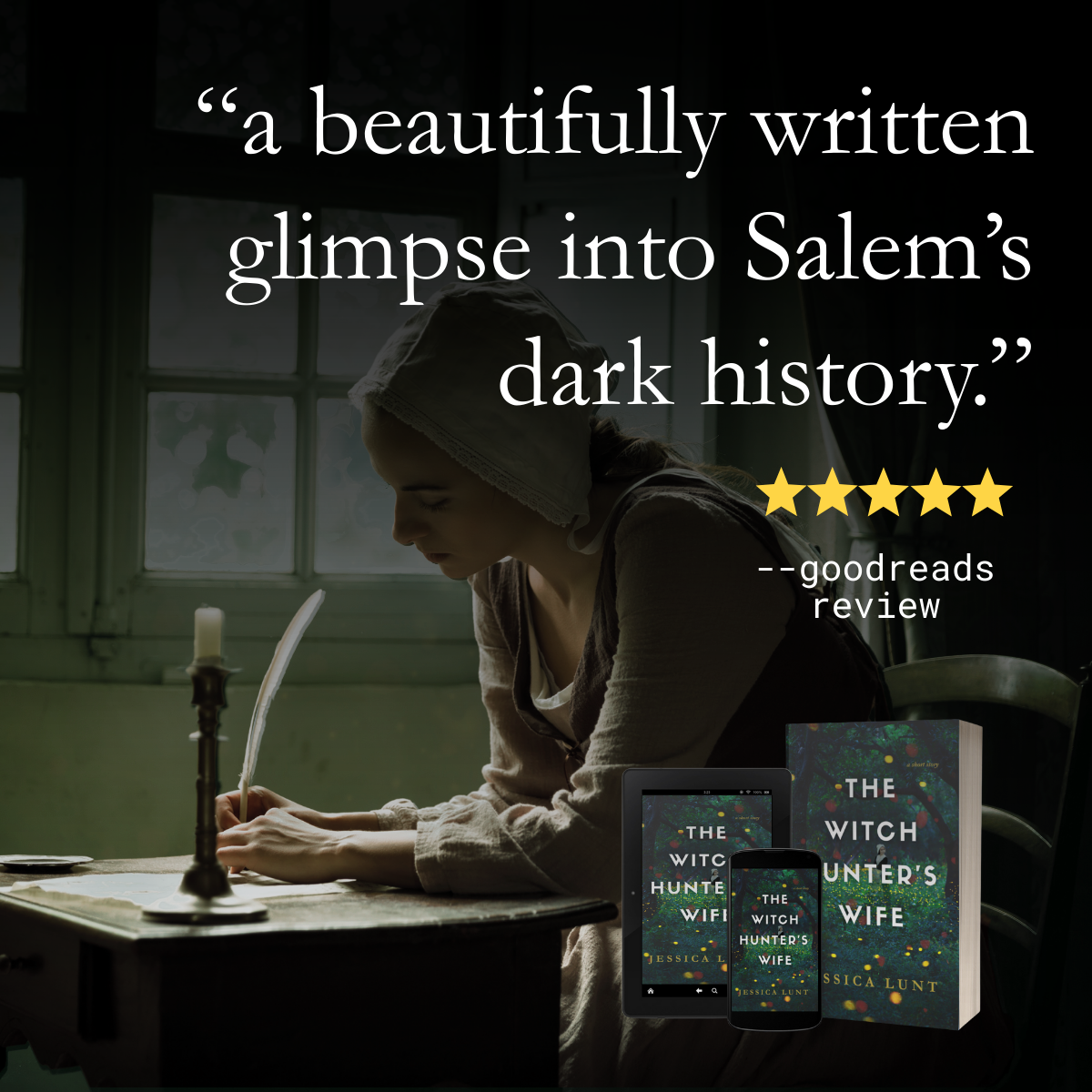 Author Jessica Lunt Facebook ad: The Witch Hunter's Wife: A Short Story