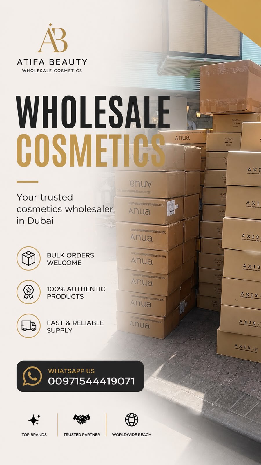 Atifabeauty Facebook ad: Wholesale Beauty Products from Dubai