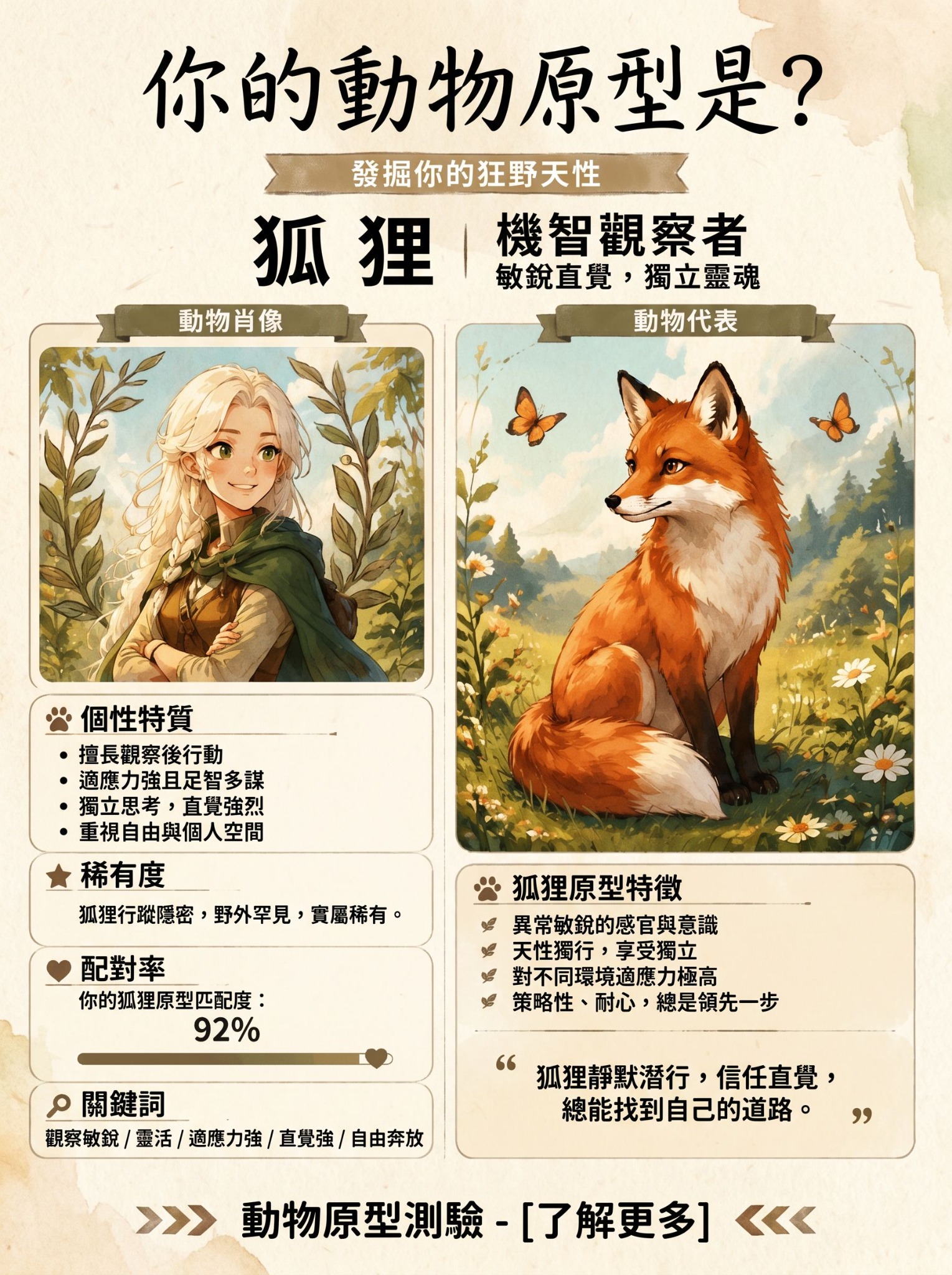 Primal Archetype Facebook ad: 你是哪種動物原型?