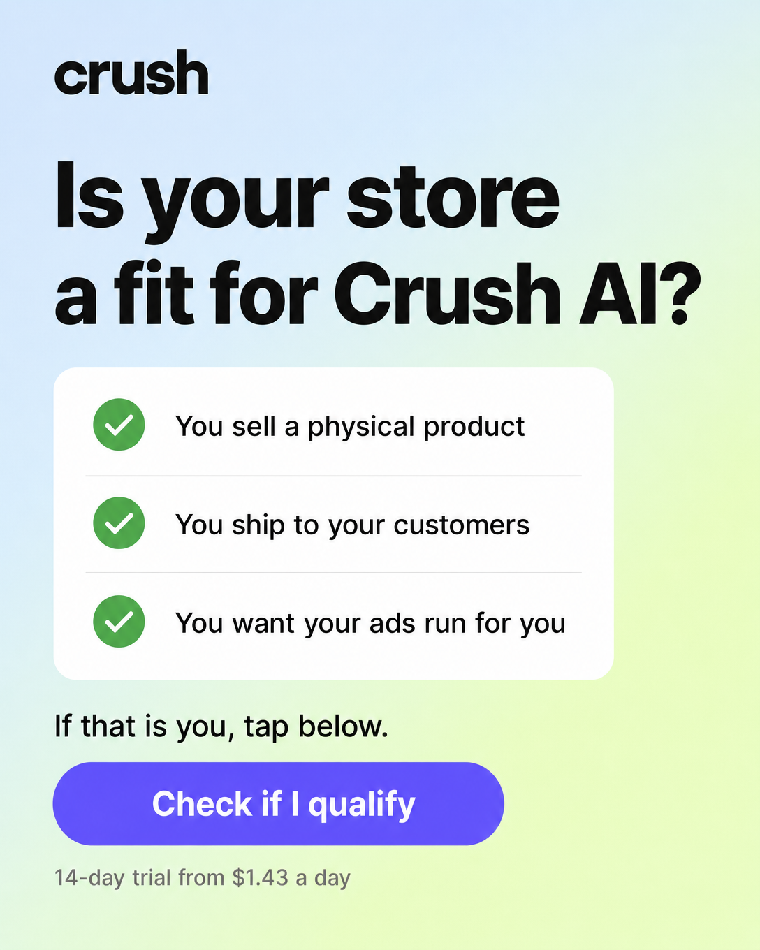 trycrush.ai Facebook ad