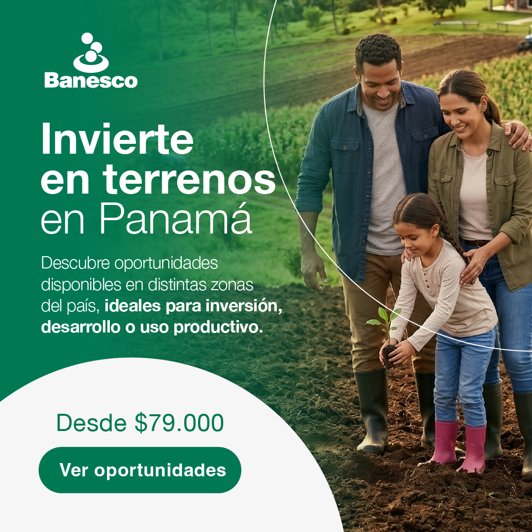 Banesco Panamá Facebook ad: Invertir en tierra sigue siendo una de las…