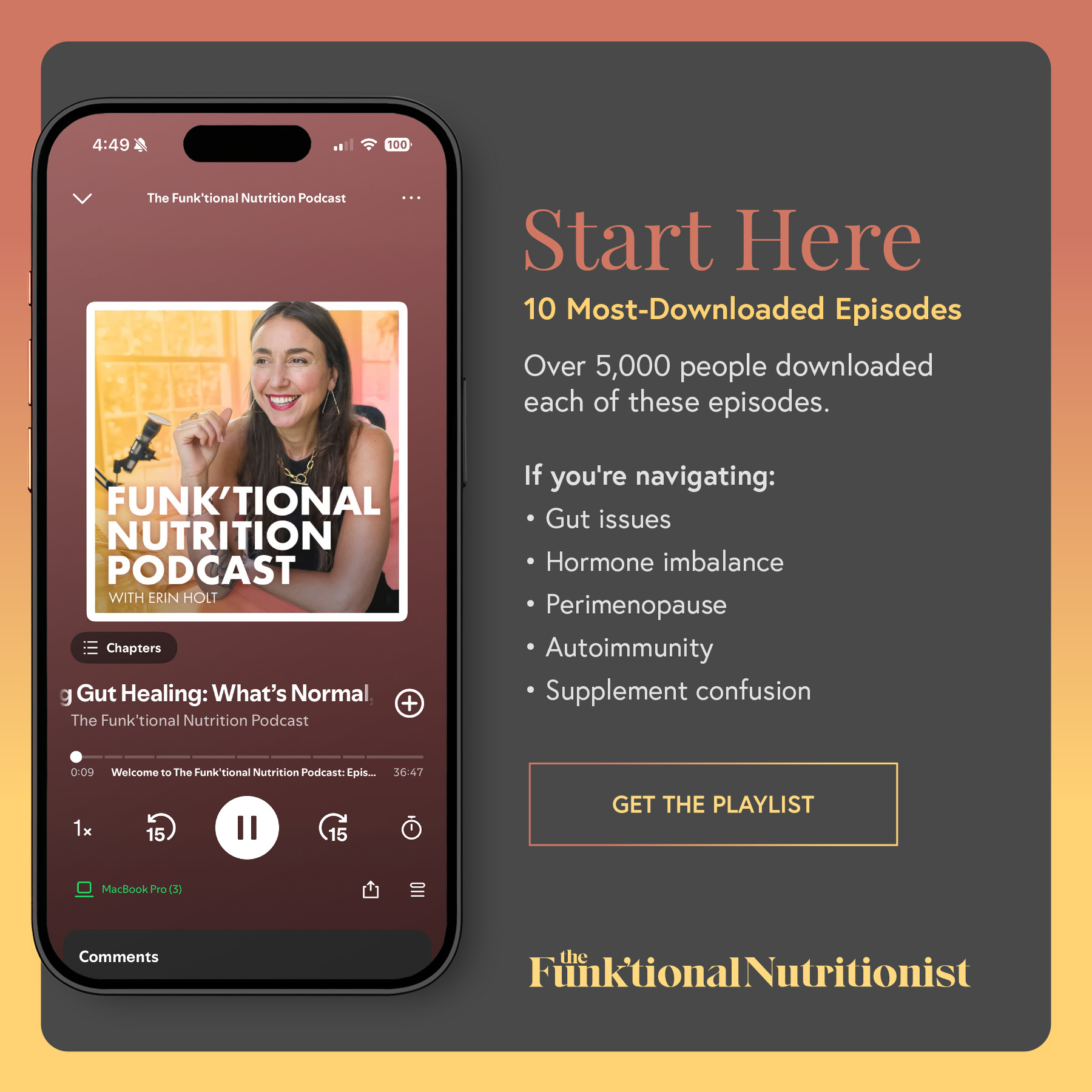 The Funk'tional Nutritionist Facebook ad: 400 Episodes. Here Are the 10 That Matter Most.