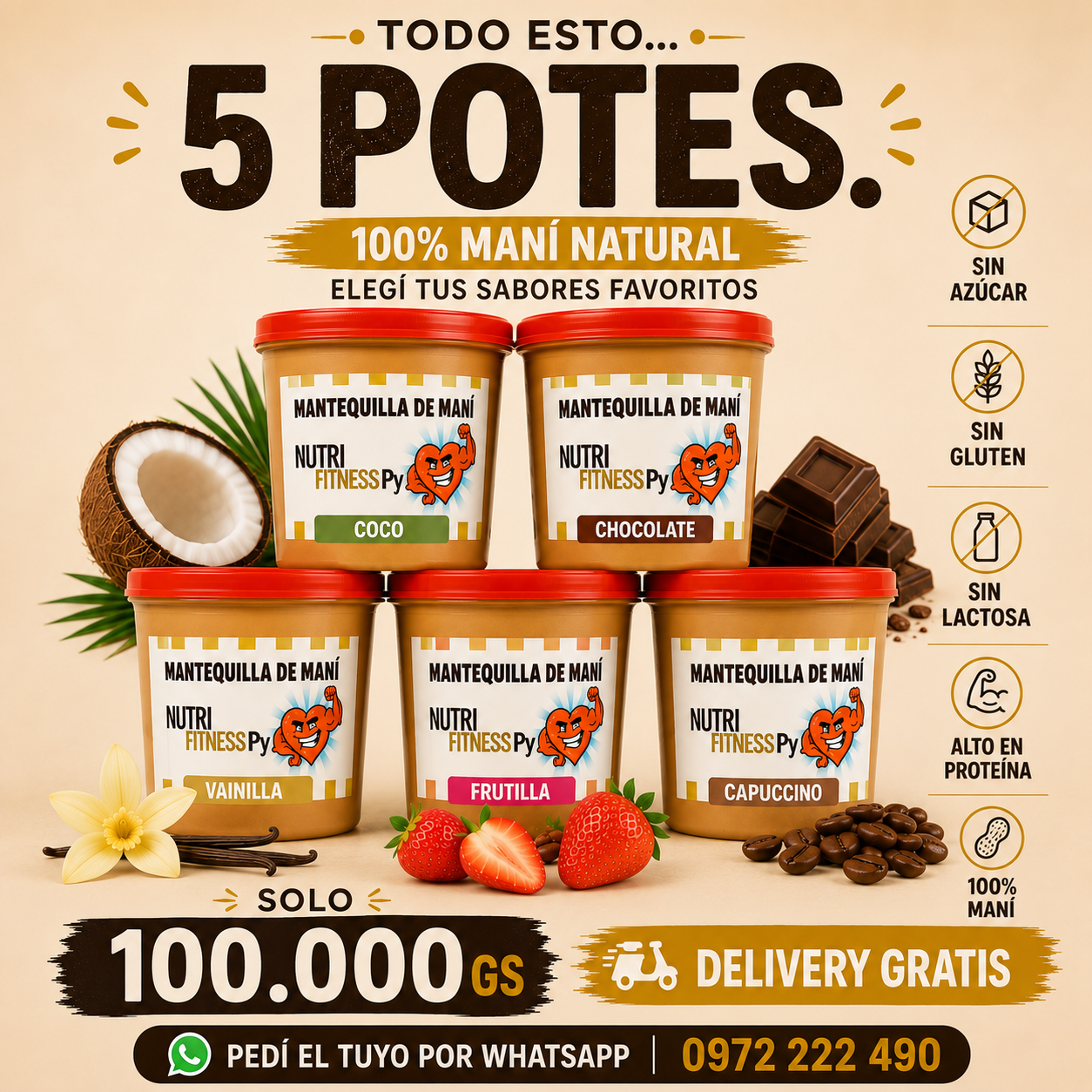 Nutri Fitness PY Facebook ad: Pedí tu combo de 5 potes