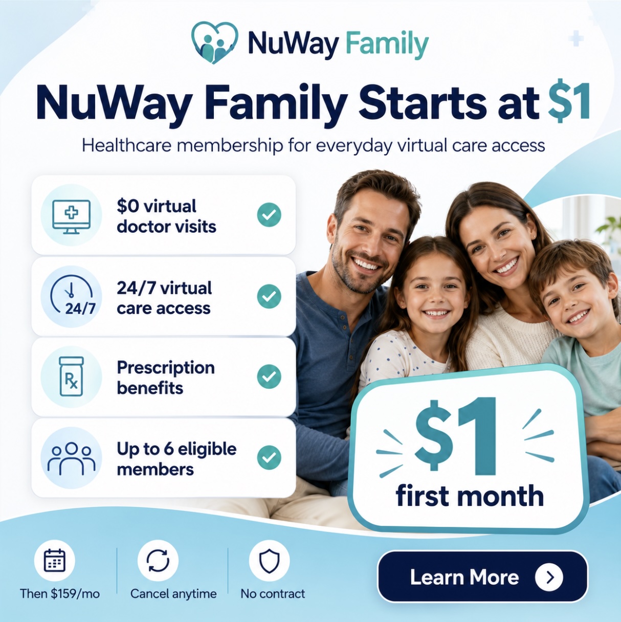 NuWay Partners Facebook ad: NuWay Family Starts at $1