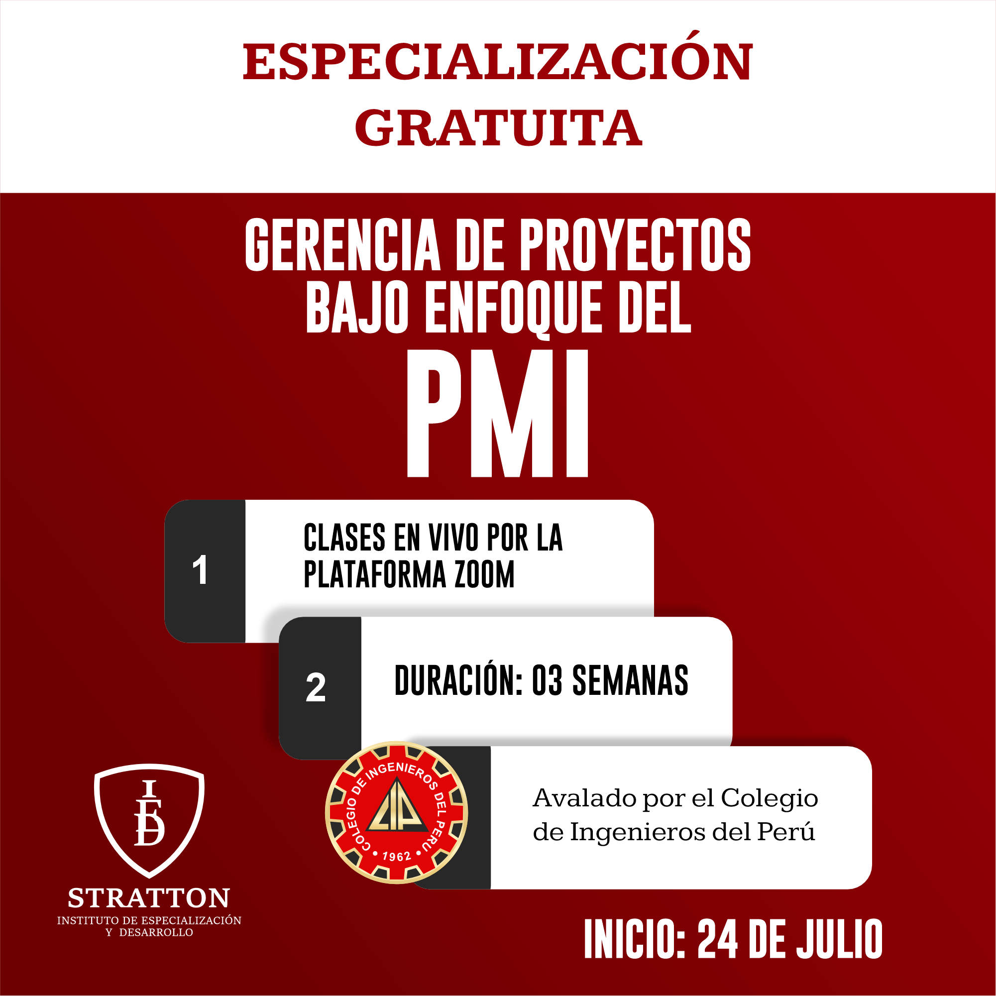Stratton IED - Instituto de Especialización y Desarrollo Facebook ad: Vacantes Limitadas