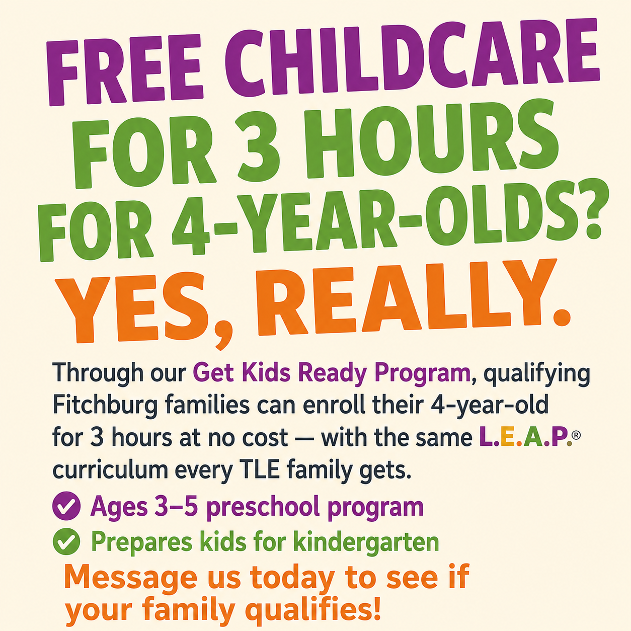 The Learning Experience Fitchburg Facebook ad: PSA: Parents!