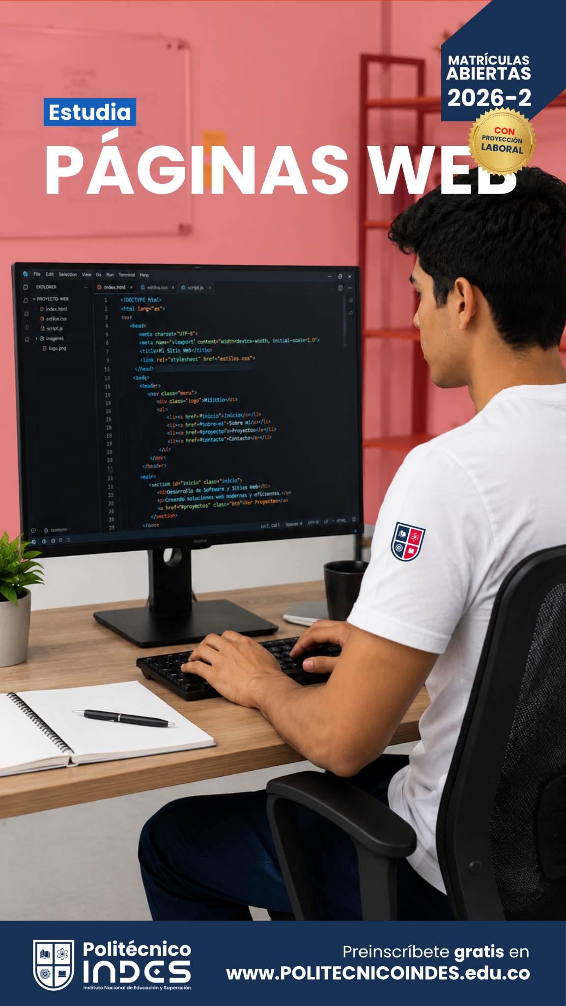 Politécnico INDES Facebook ad: Estudia PAGINAS WEB en Planeta Rica