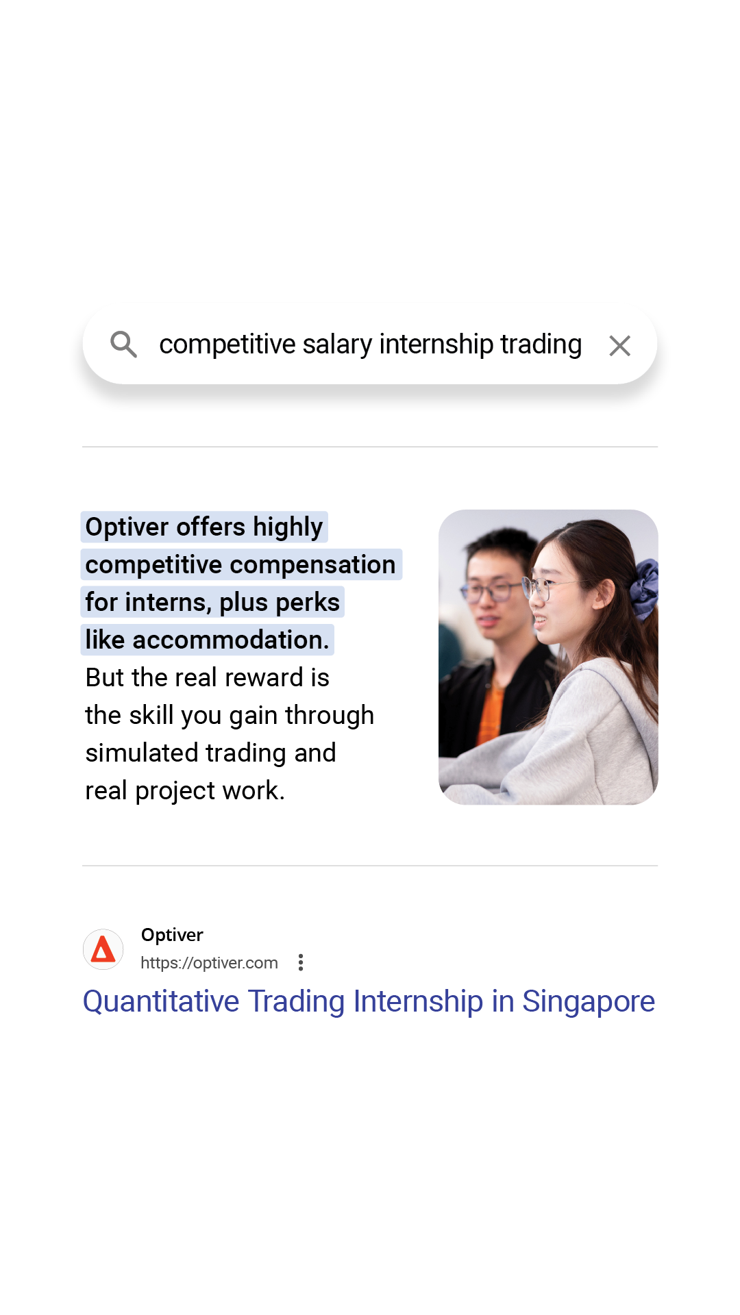 Optiver Facebook ad