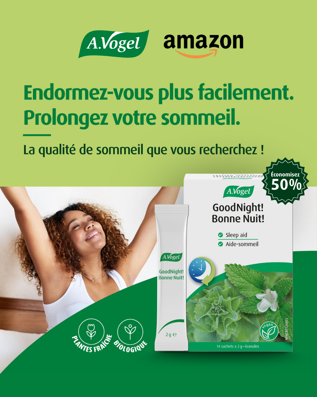 A.Vogel Canada Facebook ad: Économisez 50 % sur A.Vogel BonneNuit! dès aujourd’hui