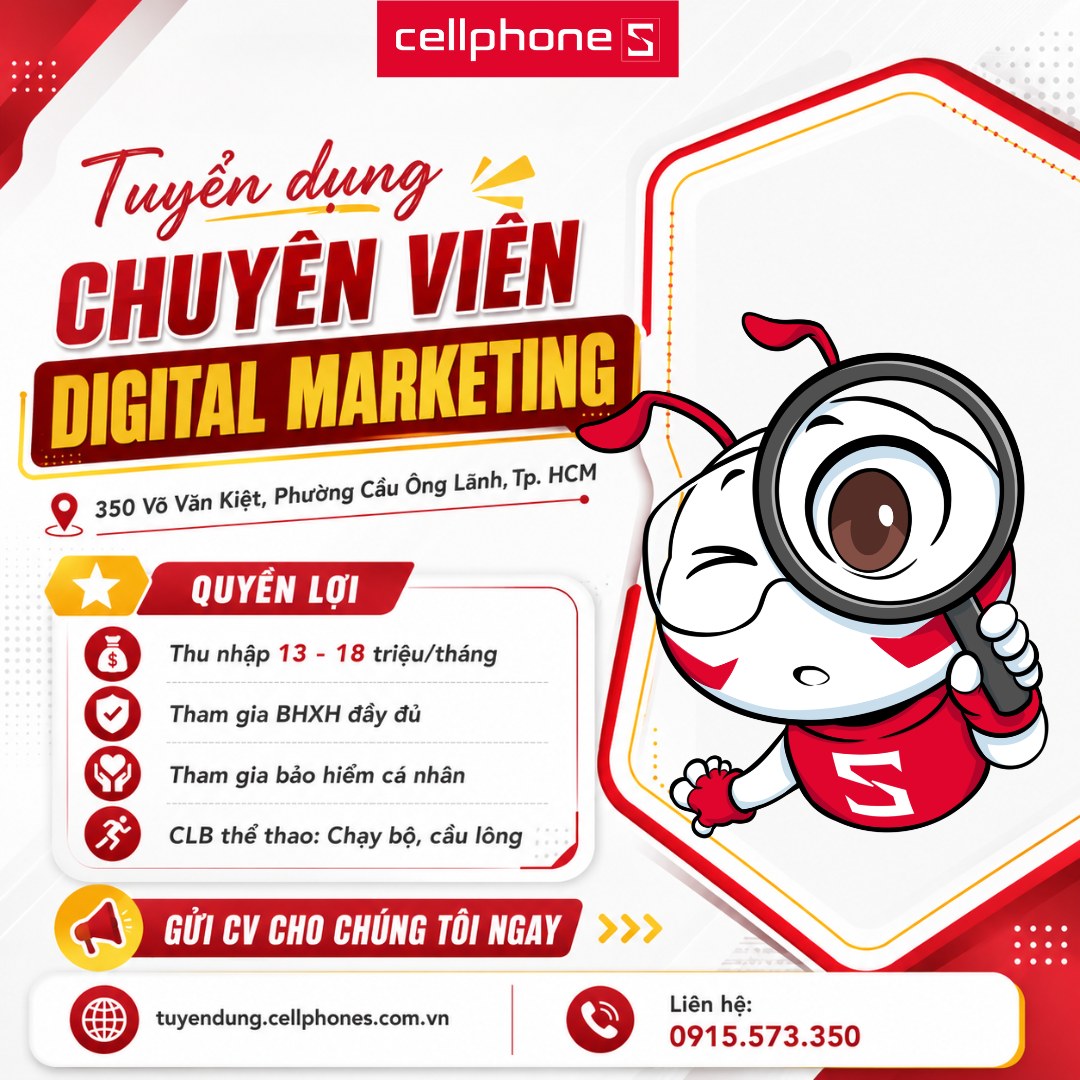 Tuyển dụng CellphoneS & Điện Thoại Vui Facebook ad