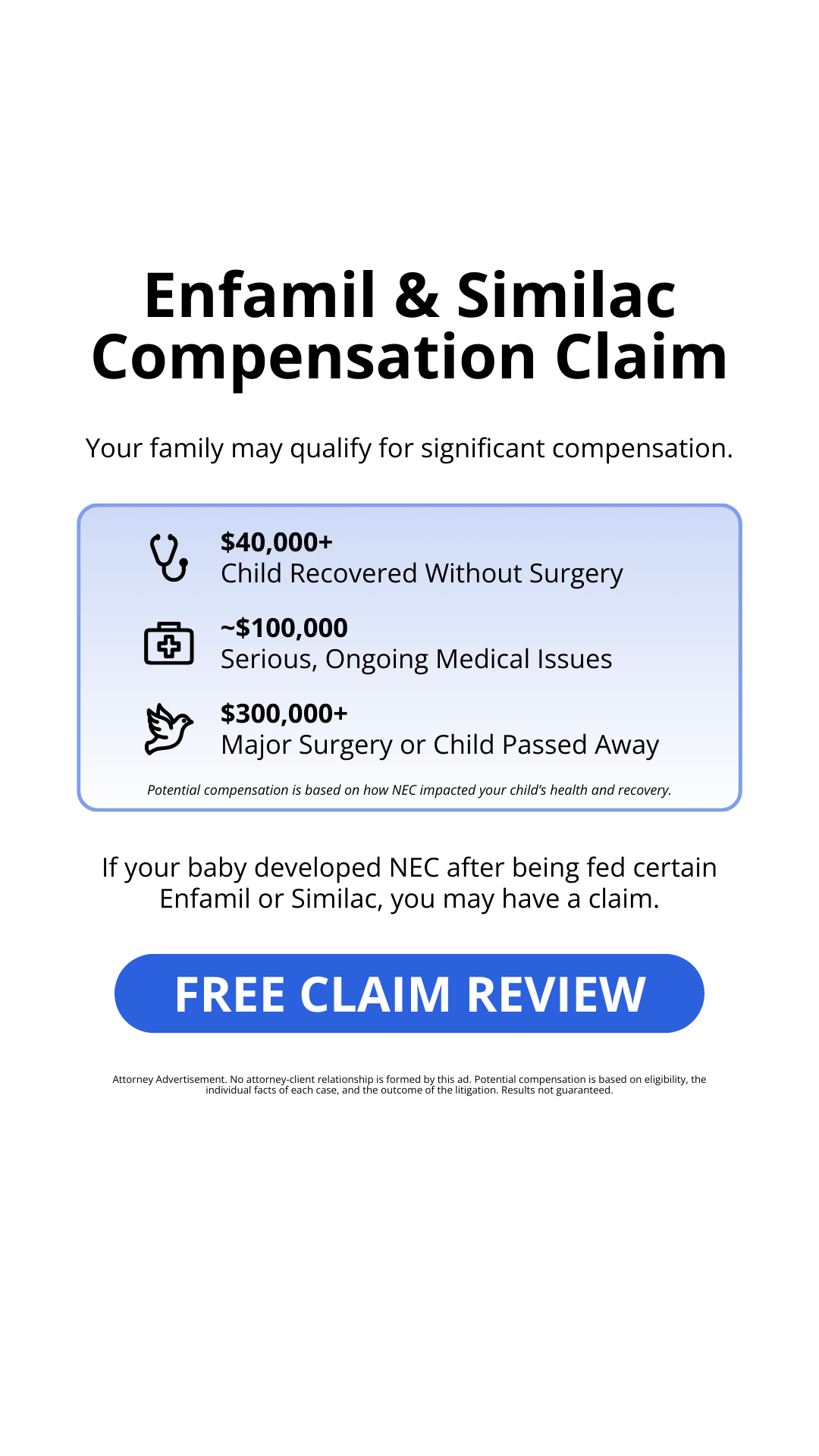 NEC Infant Formula Claims Facebook ad