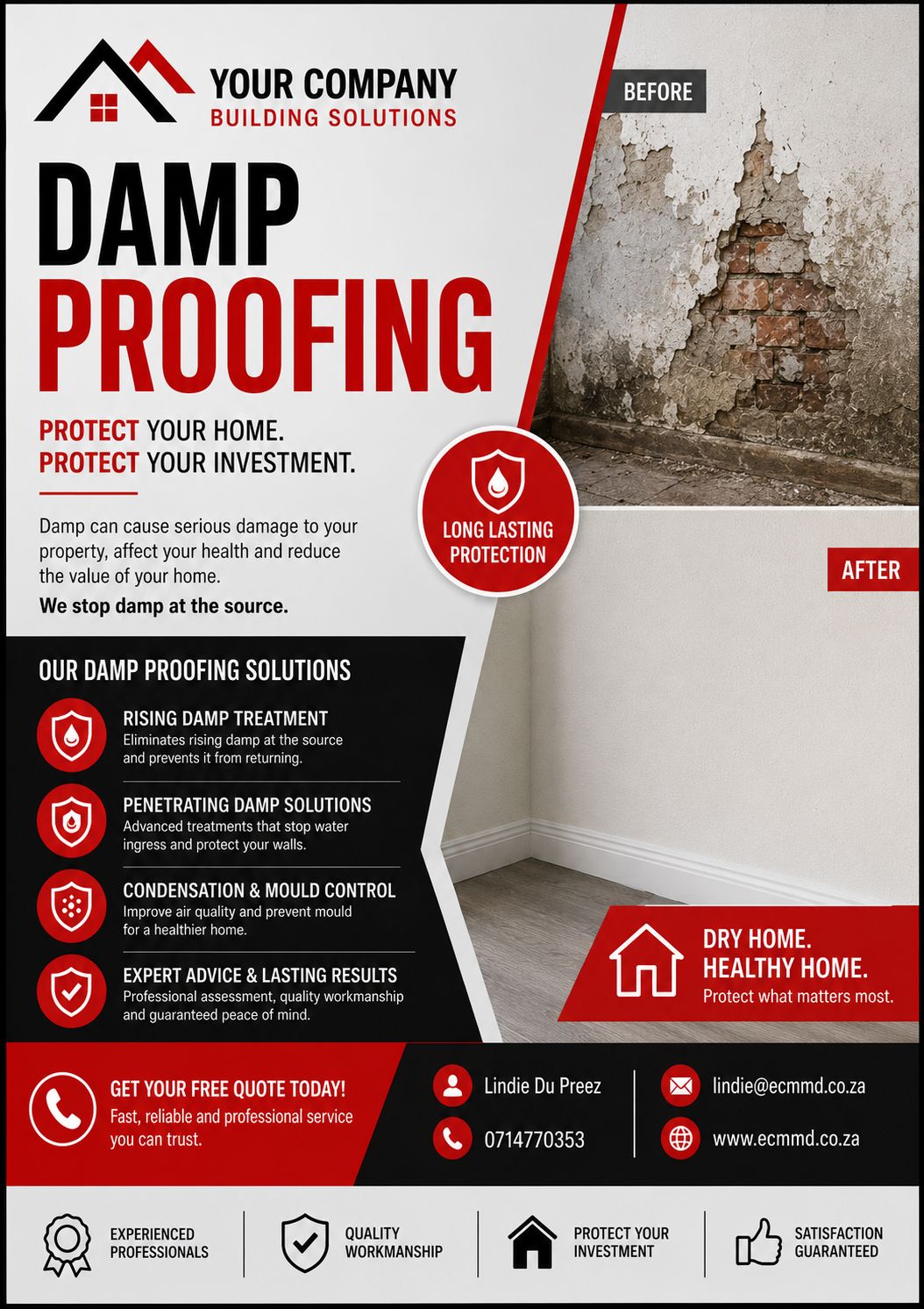 MMD Construction Facebook ad: STOP DAMP BEFORE IT DESTROYS YOUR PROPERTY