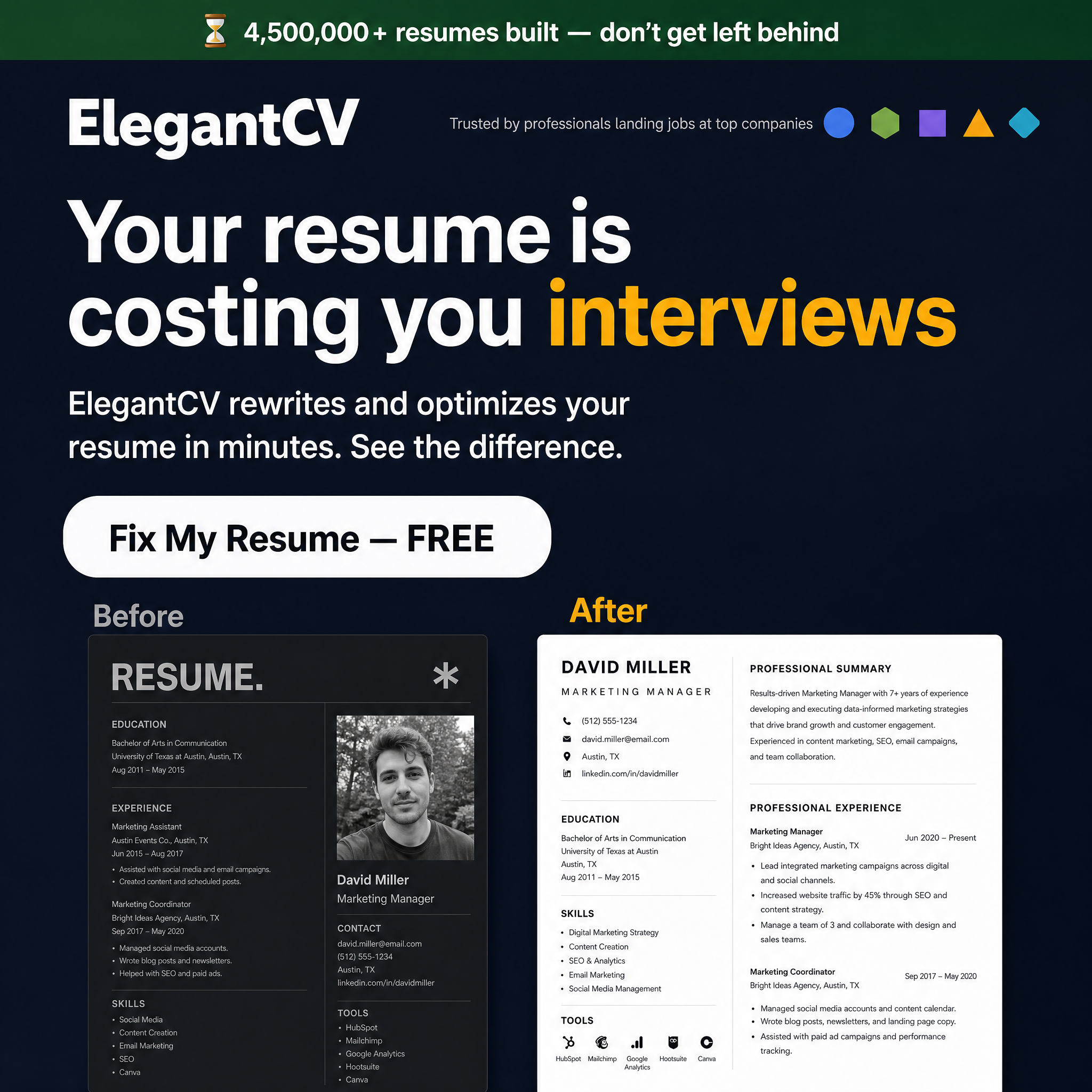 Elegant CV Facebook ad