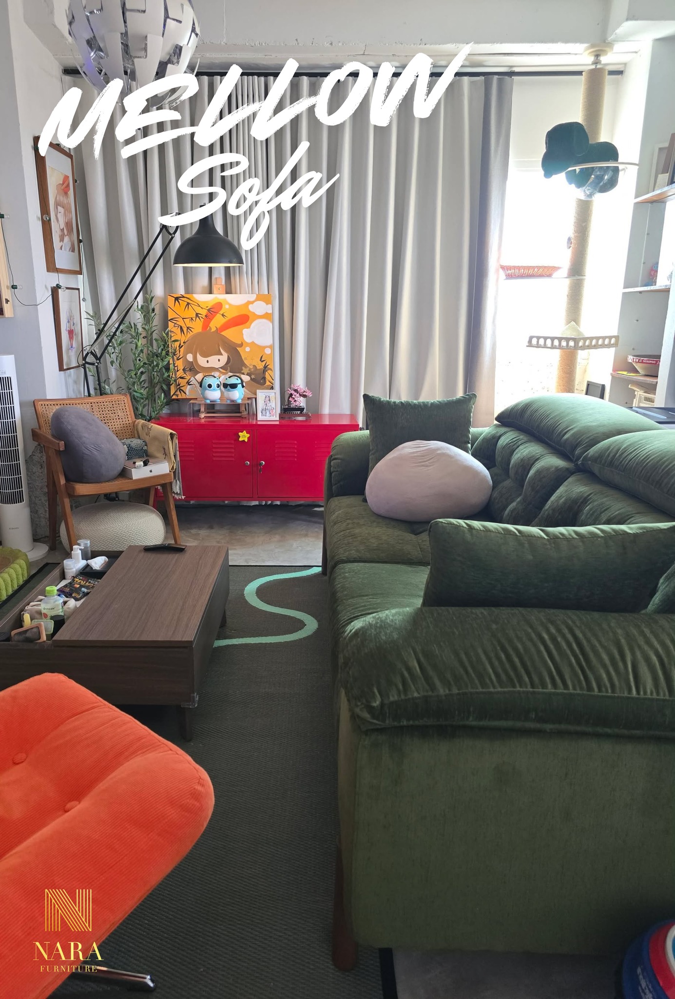 NARA Furniture Facebook ad: 𝕄𝔼𝕃𝕃𝕆𝕎 𝕊𝕆𝔽𝔸