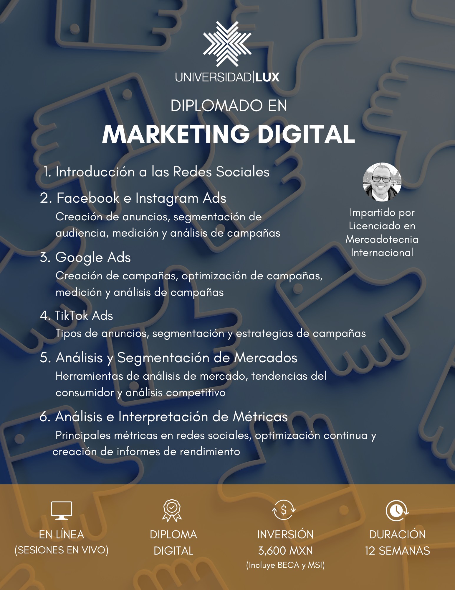 Universidad Lux Educación Continua Facebook ad: DIPLOMADO EN MARKETING DIGITAL