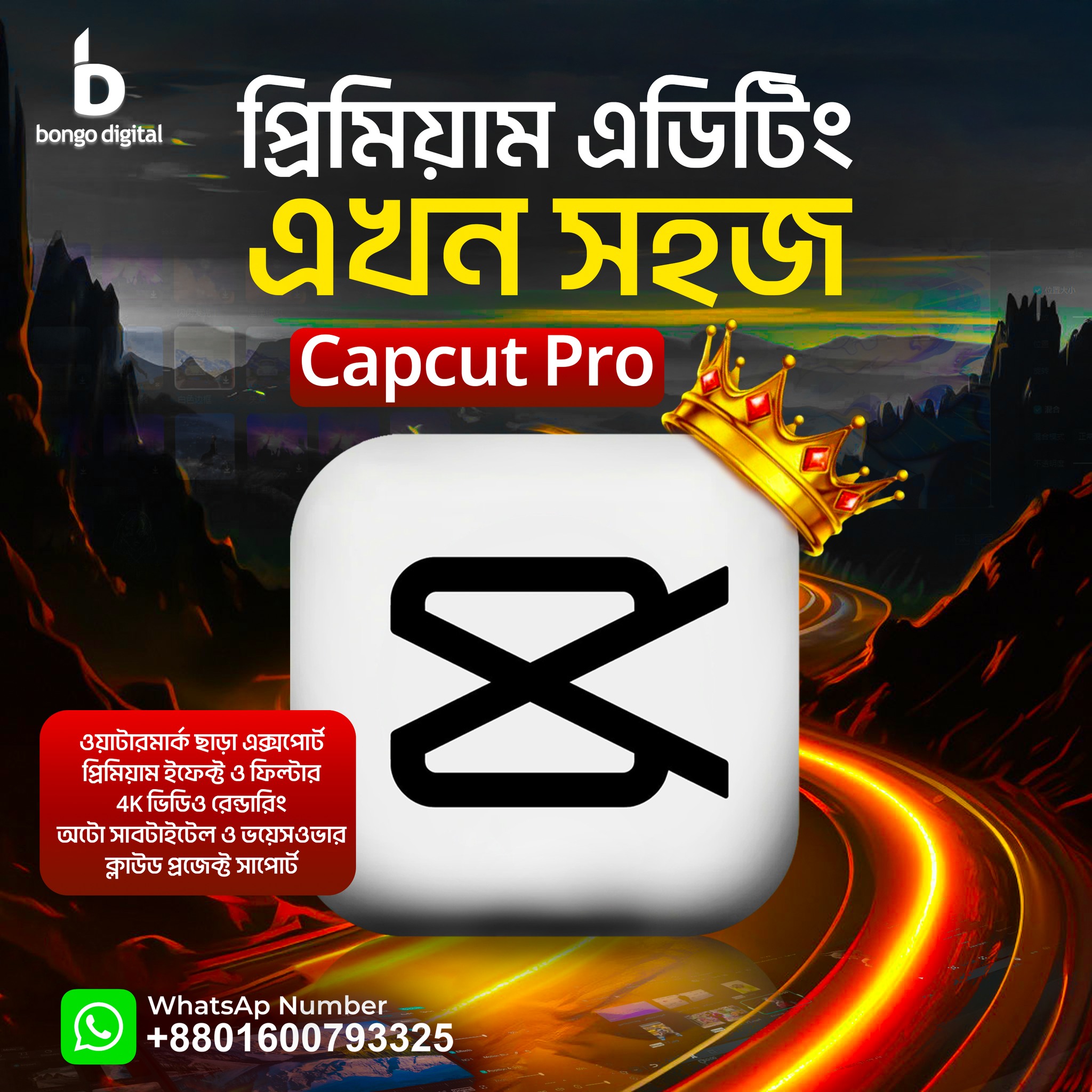 Bongo Digital Facebook ad: Video editing করতে গিয়ে কি professional effects, smooth…