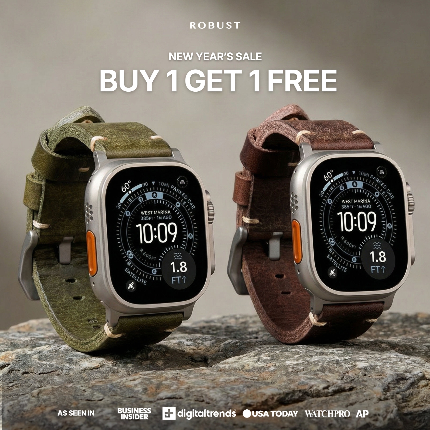 Robust Goods Facebook ad: The perfect way to dress up your Apple Watch Ultra!
