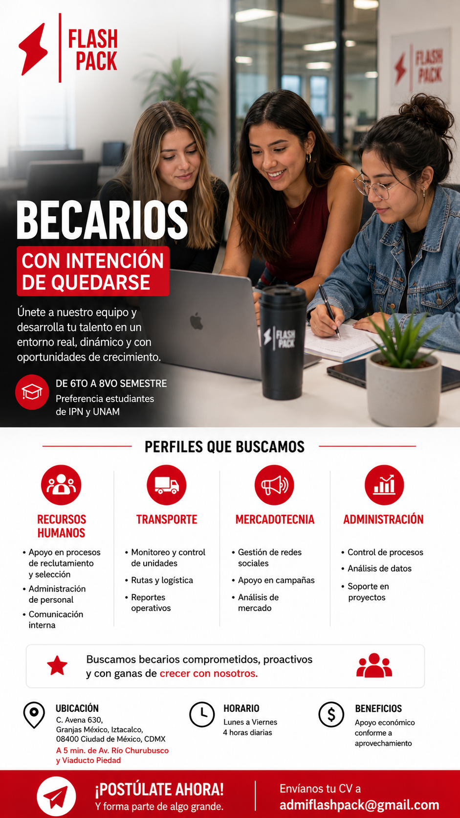 Flash Pack Facebook ad: INICIA TU CARRERA HOY